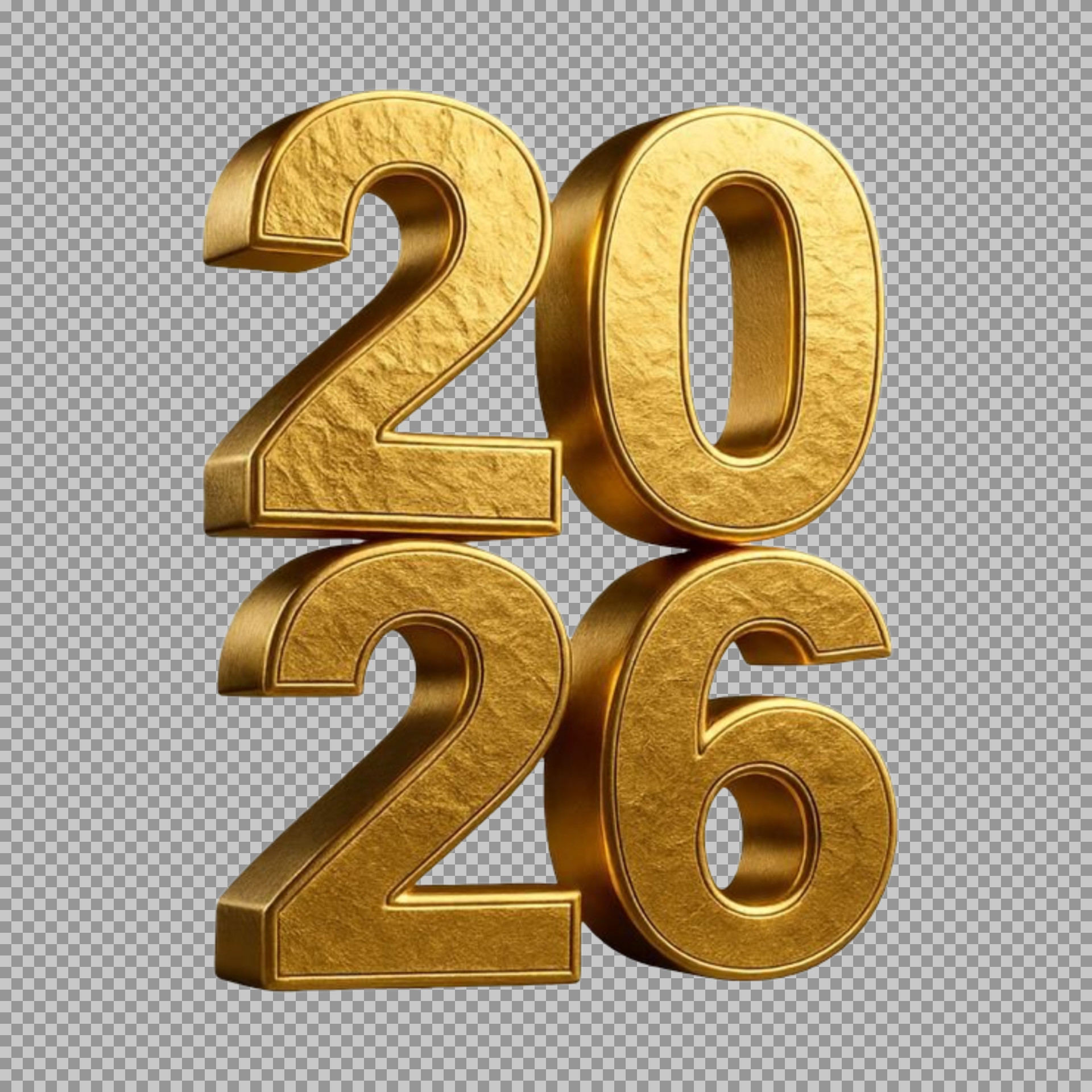 Golden 3D 2026 Numbers PNG | happy new year Graphic