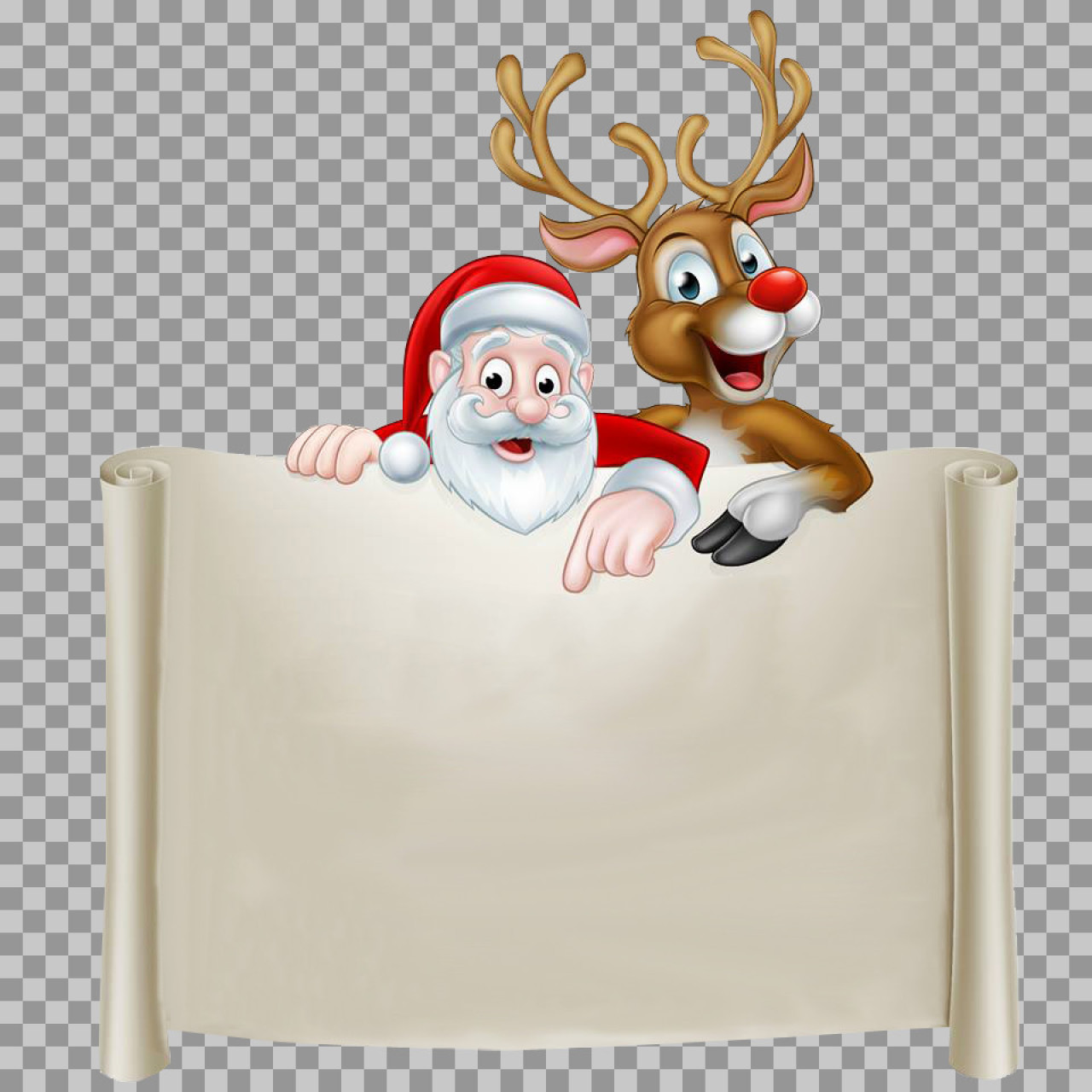 Santa and Rudolph Scroll PNG | Customizable Holiday Clipart...