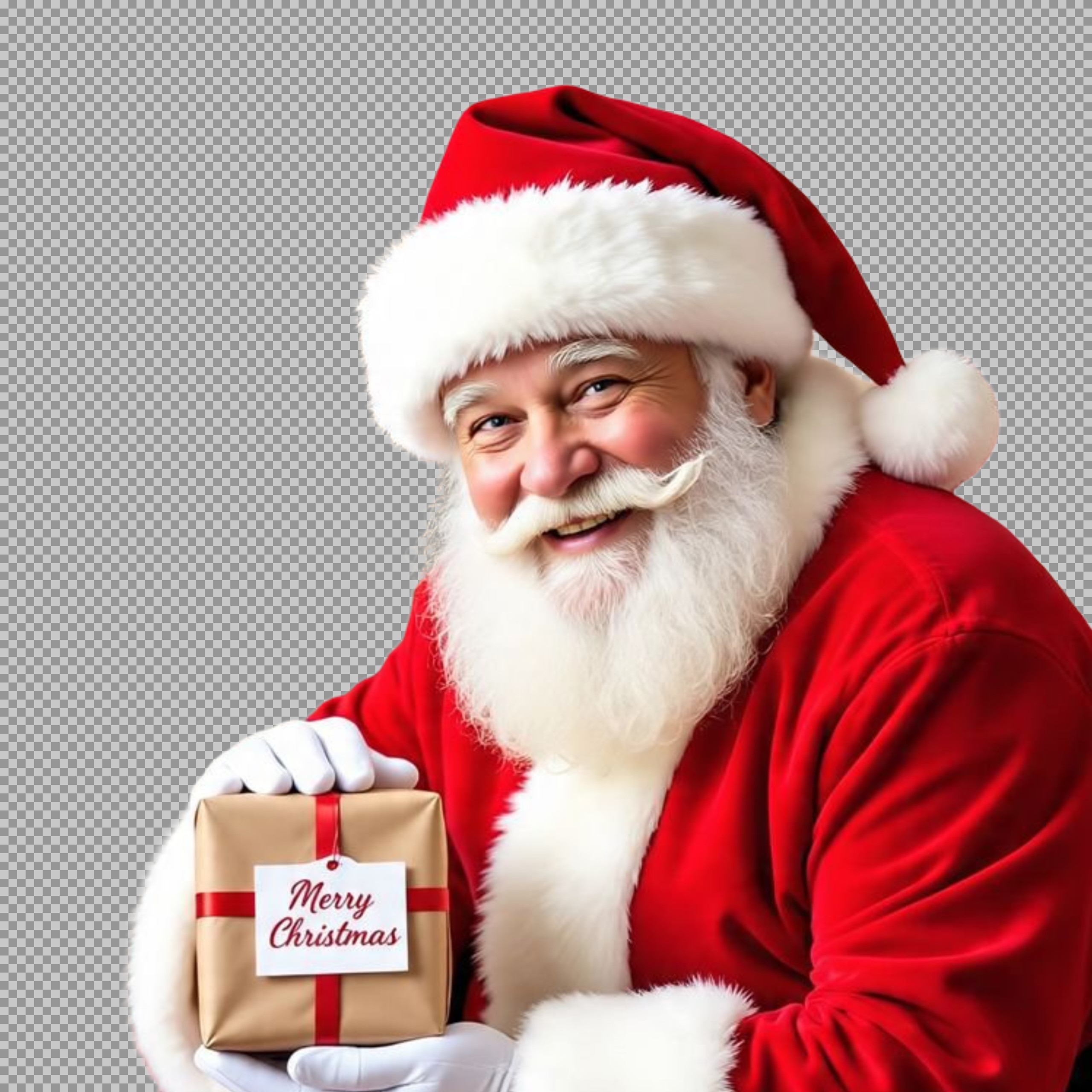 Jolly Santa Claus PNG with Gift | Free Holiday Image