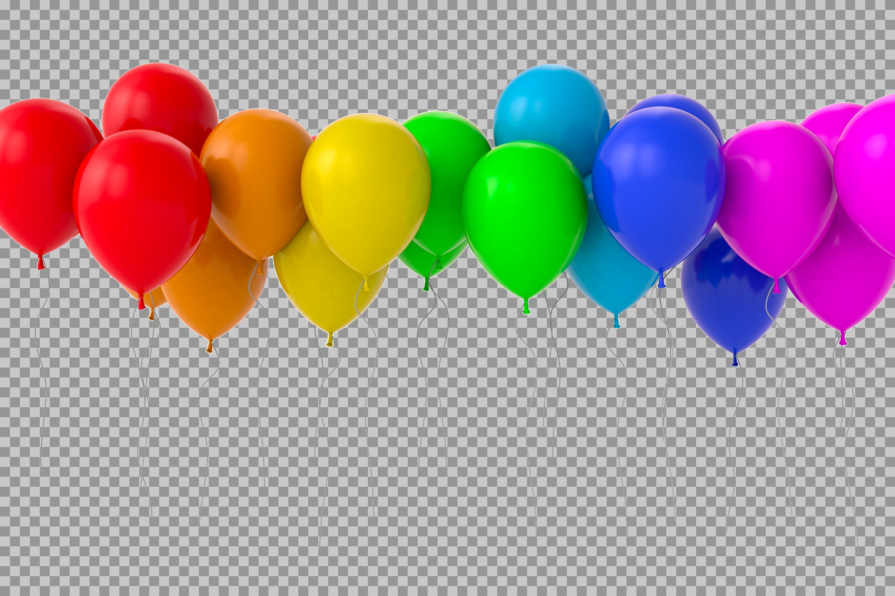 Vibrant Rainbow Balloons on White Background | PNG Image