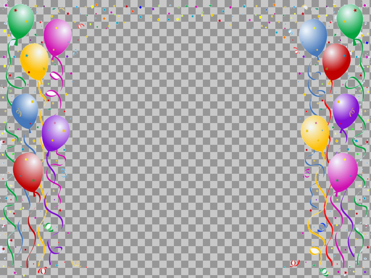 Festive Party Border PNG | Balloons & Confetti Frame...