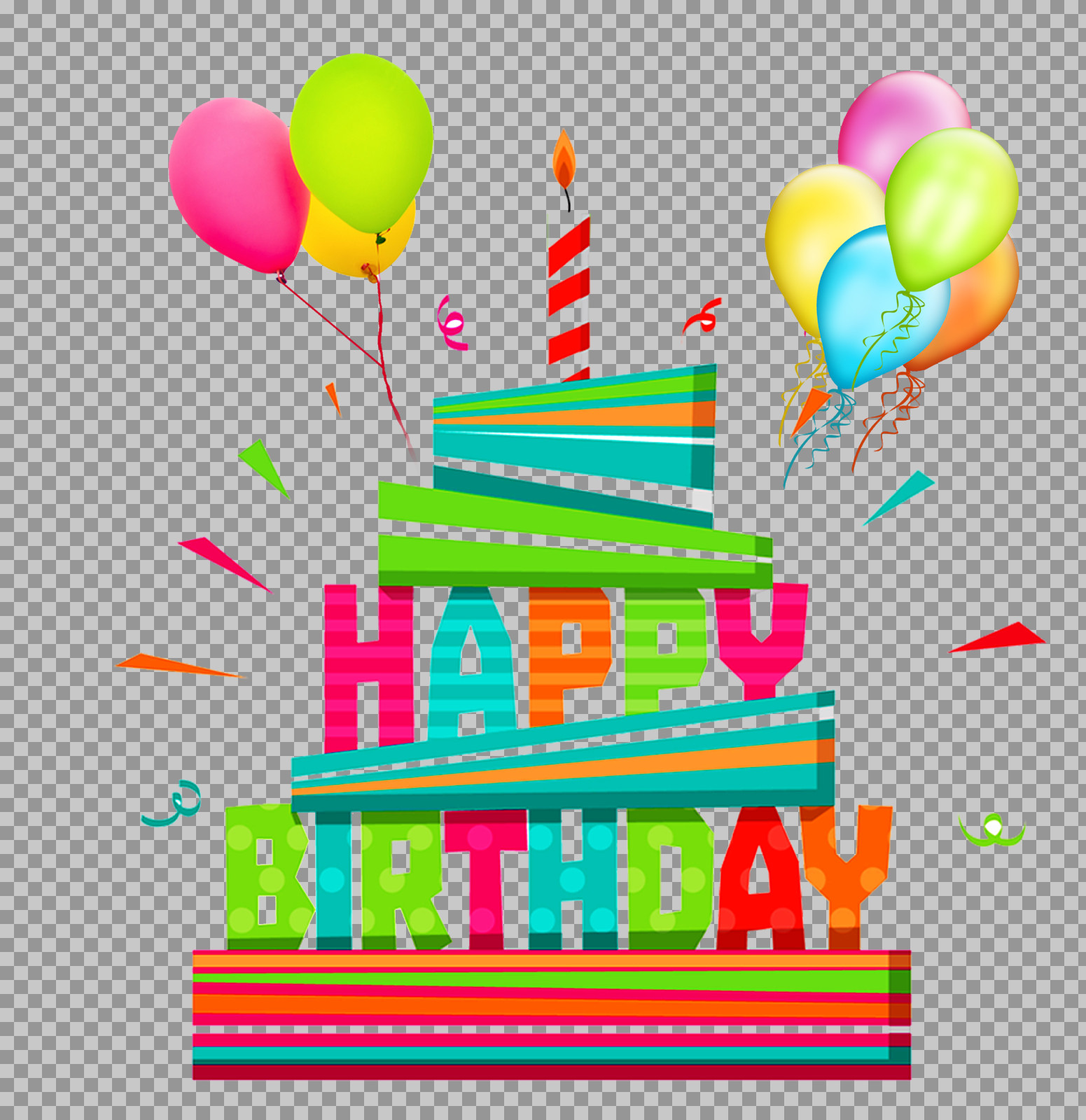 Happy Birthday Cake PNG | Festive Clip Art with Balloons...