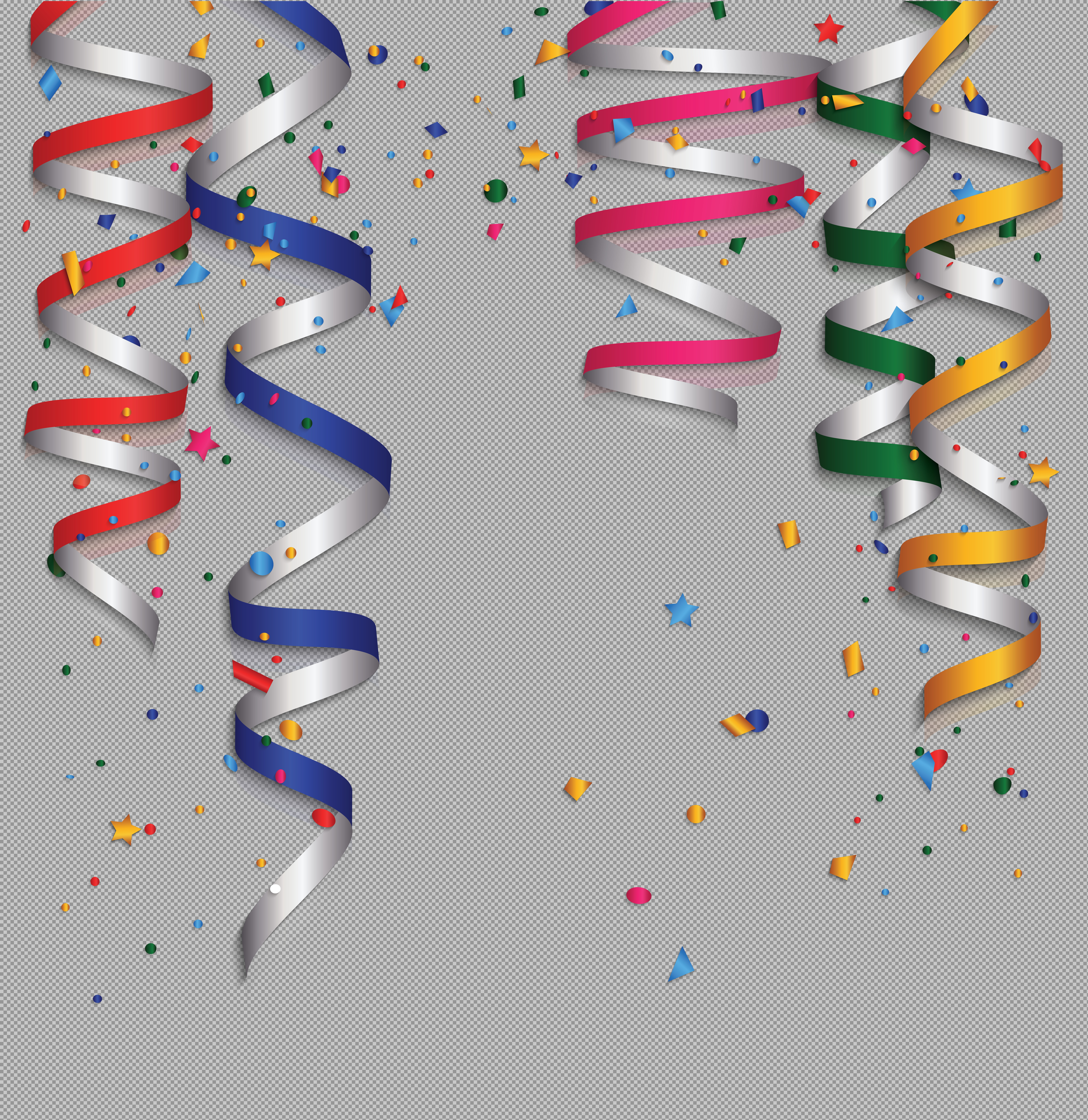 Festive Streamers and Confetti PNG | Party Overlay...