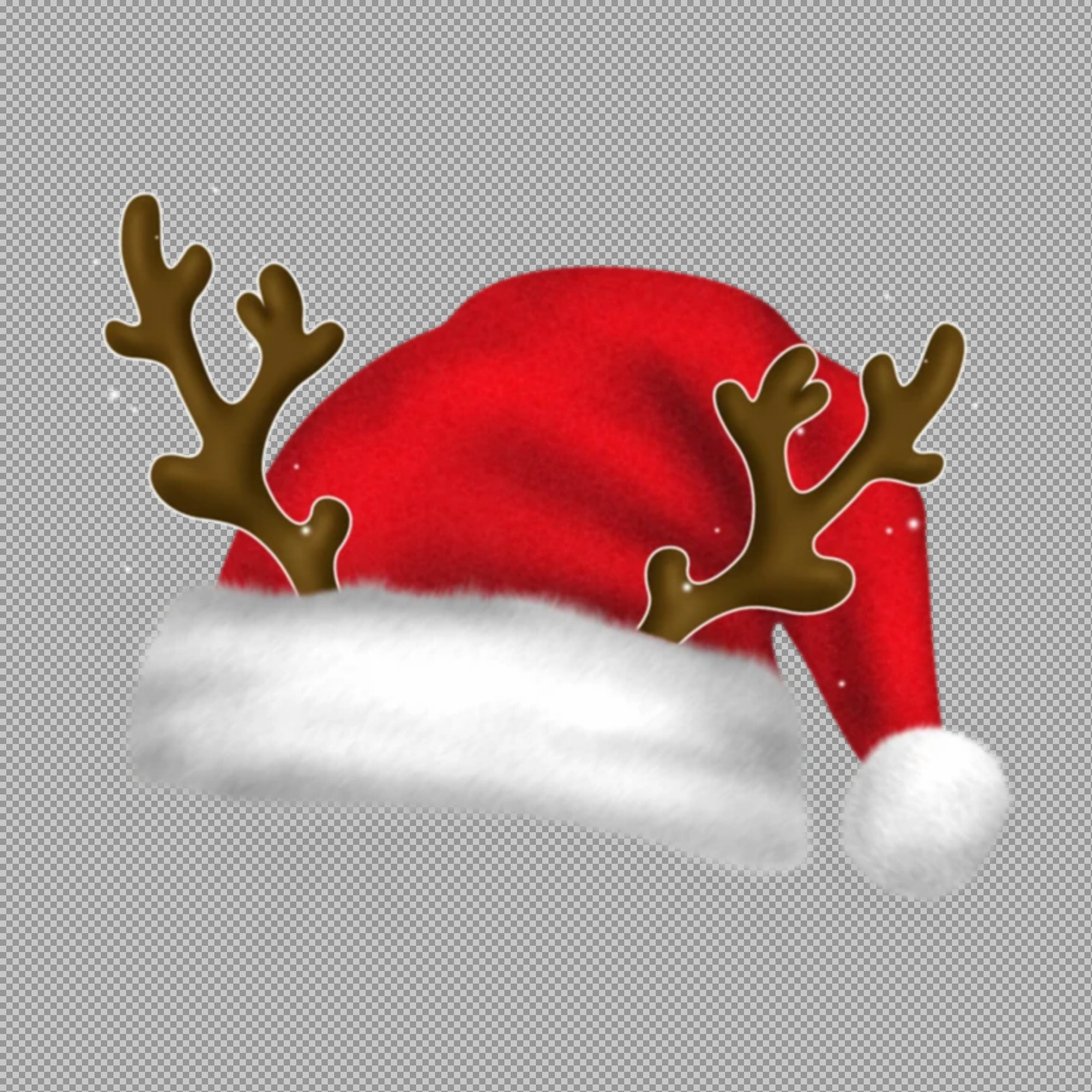 Santa Hat with Reindeer Antlers PNG | Free Christmas Clipart