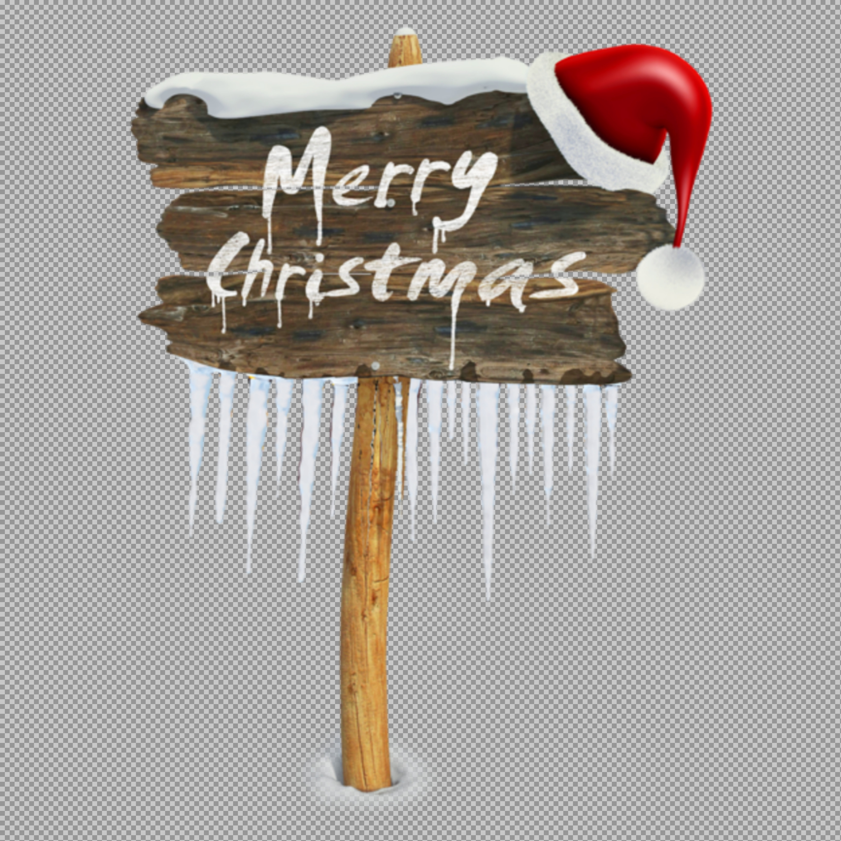 Merry Christmas Wooden Sign PNG | Festive Holiday Graphic