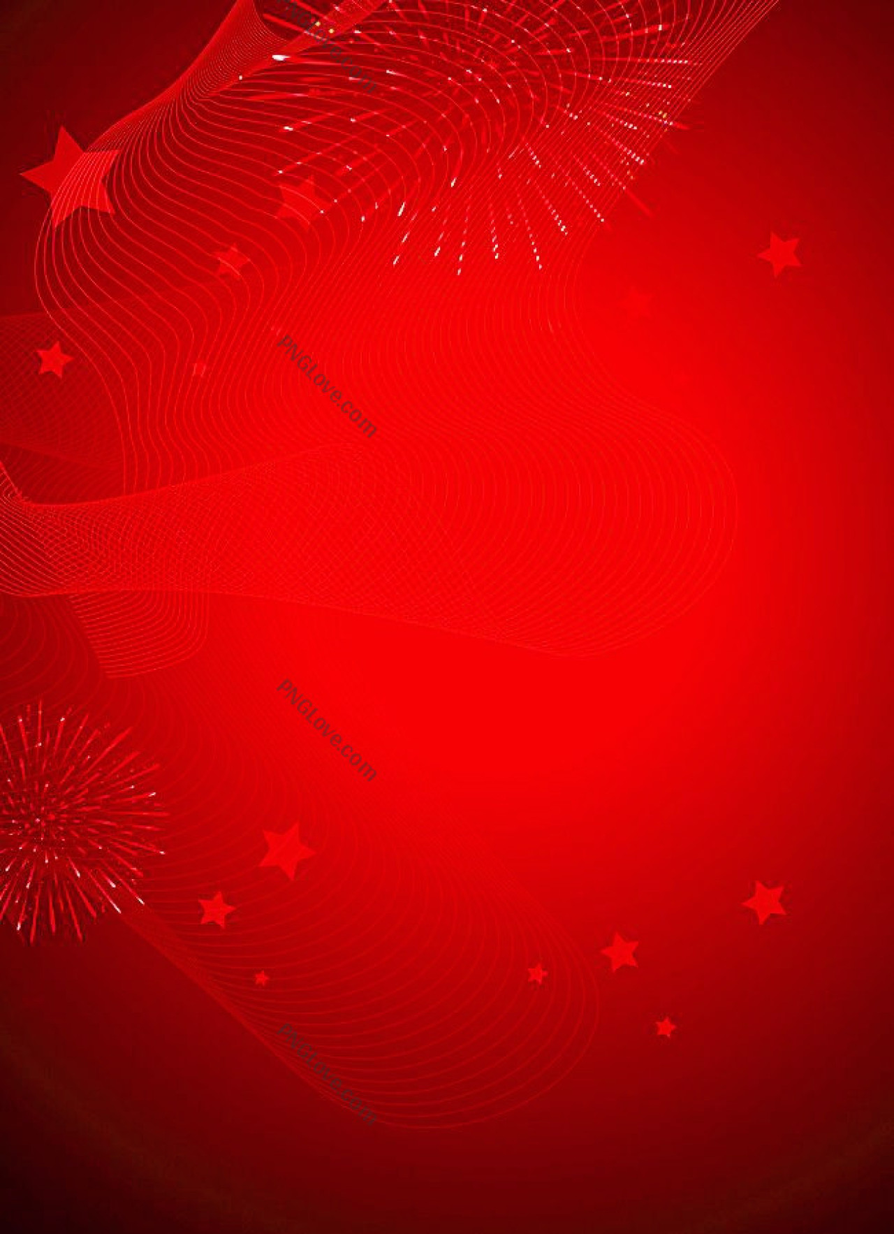 Festive Red Background with Fireworks and Stars | Free Vector...