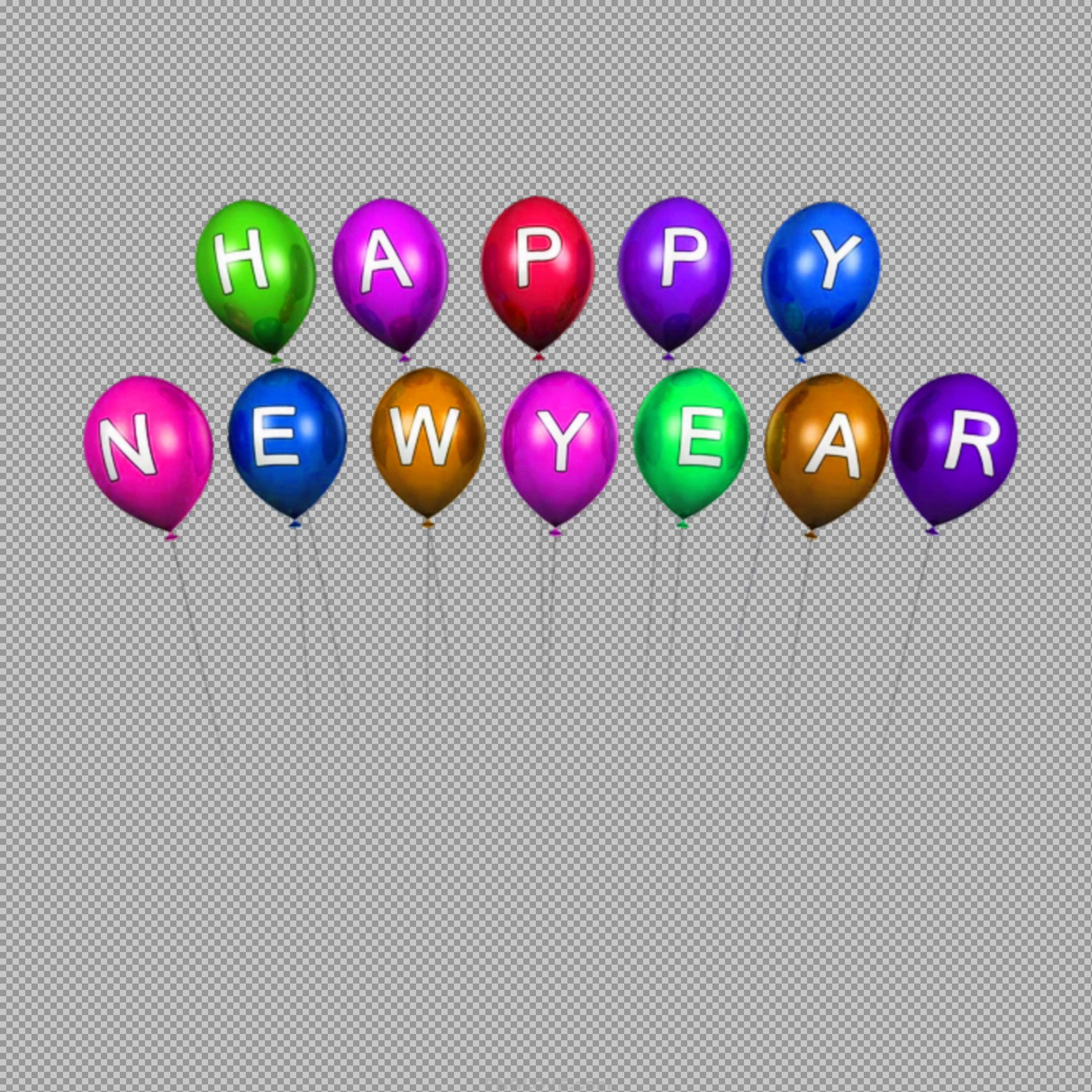 Happy New Year Balloons PNG - Colorful 3D Text Clipart | Free Download...