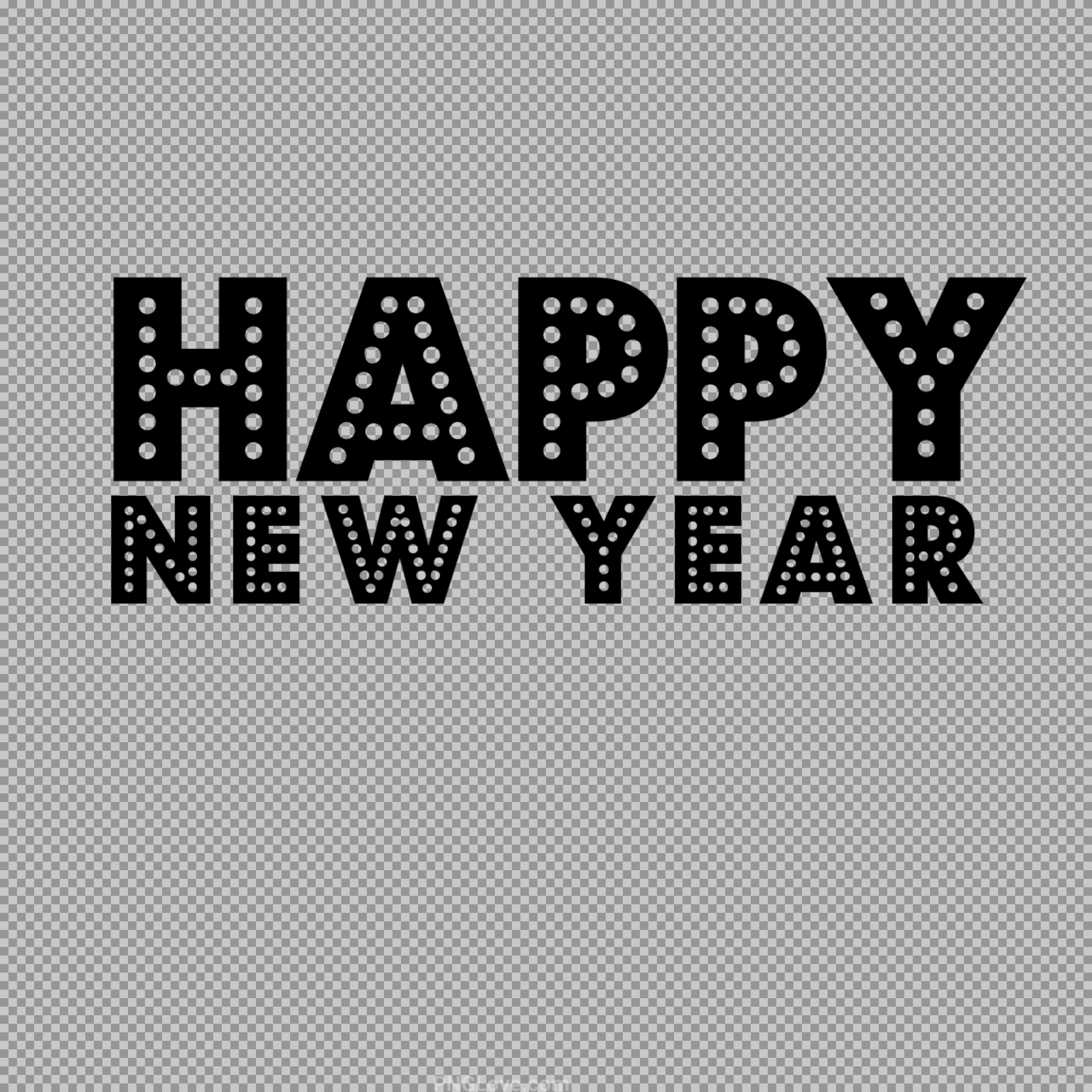 Happy New Year Marquee Text PNG - Dotted Retro Font Clipart