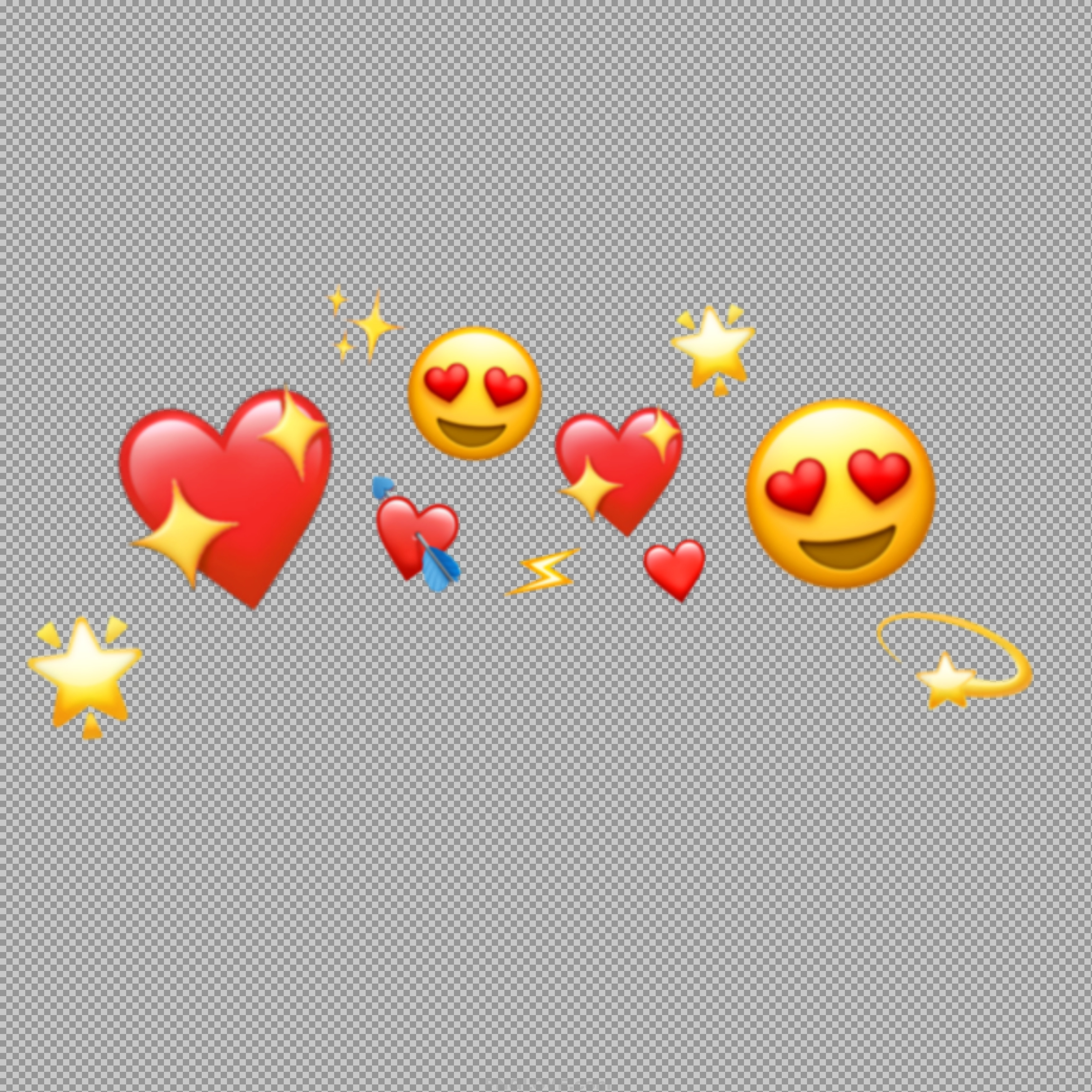 Heart Eyes Emoji Crown PNG - Love Hearts & Sparkles Overlay...