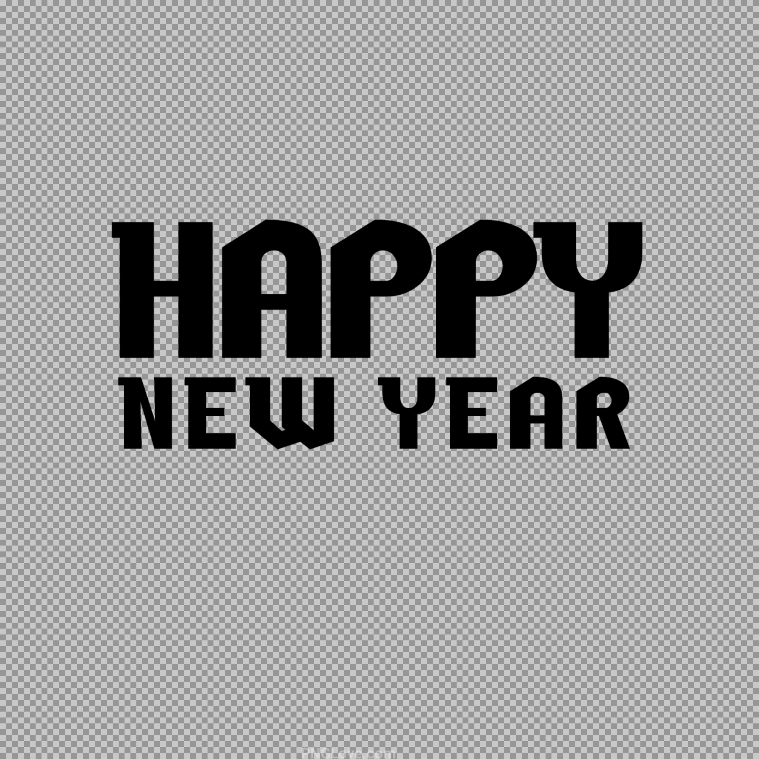 Happy New Year Bold Typography PNG - High-Quality Text Graphic...