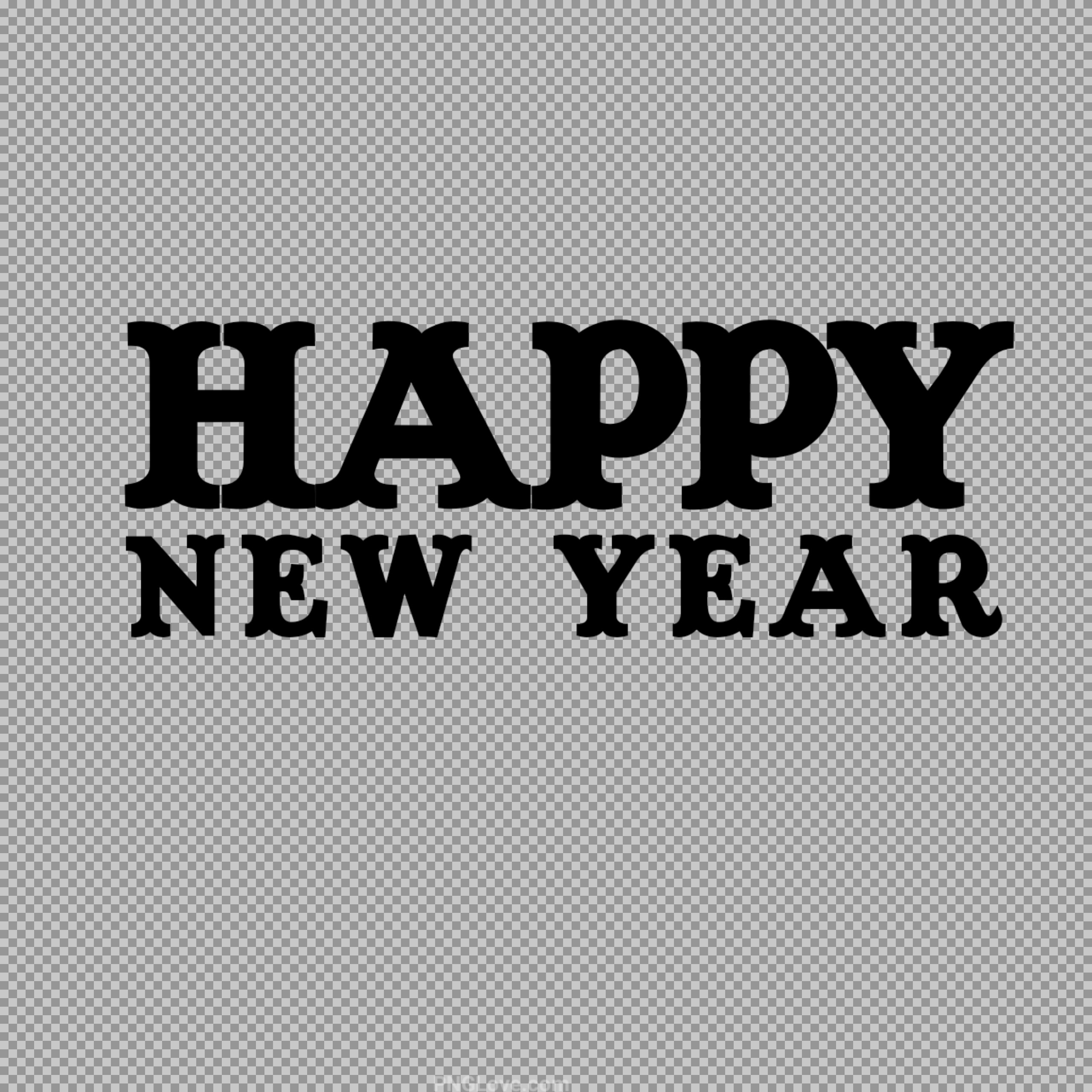 Happy New Year Vintage Typography PNG - Classic Holiday Text...