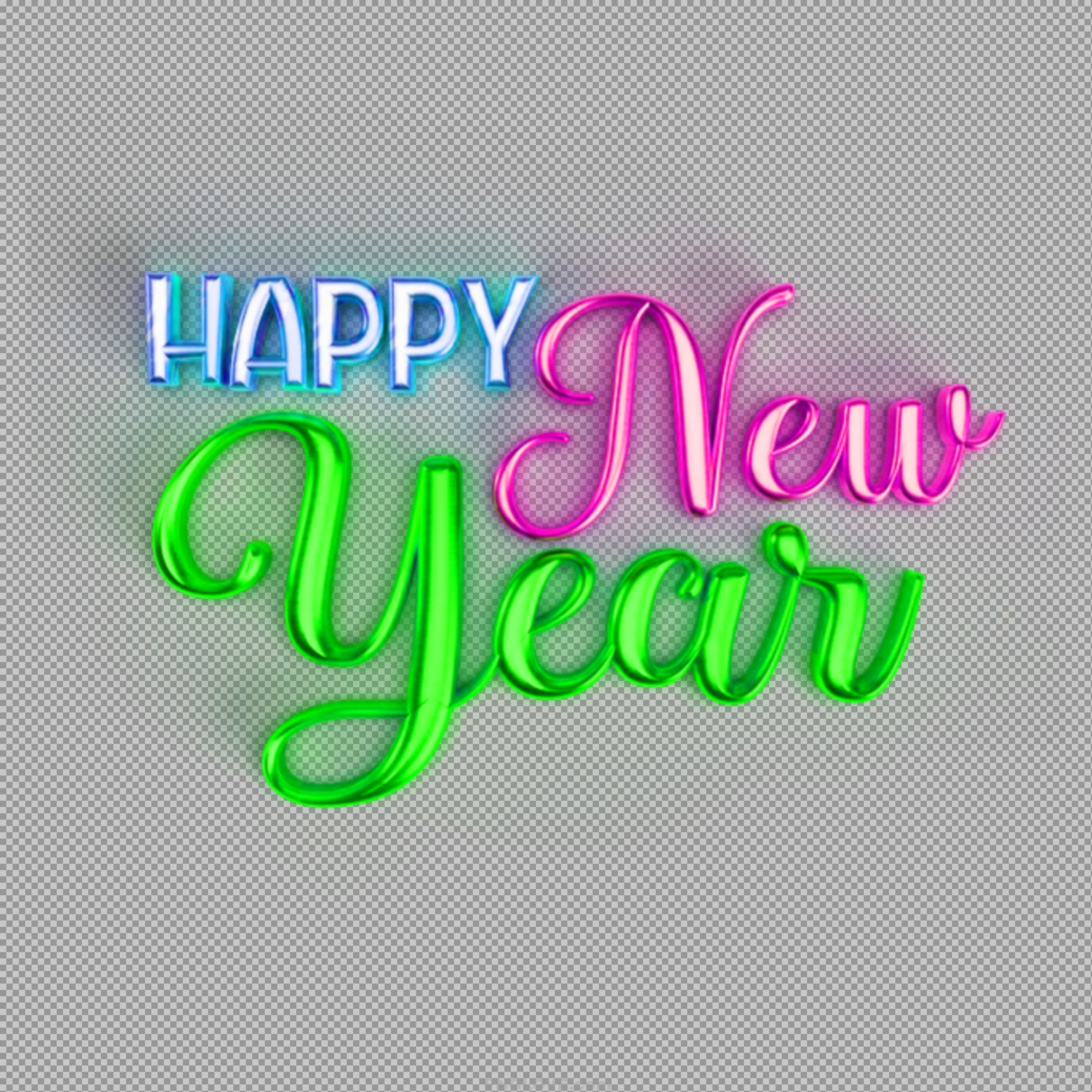 Neon Happy New Year PNG - Glowing Graffiti Text Graphic