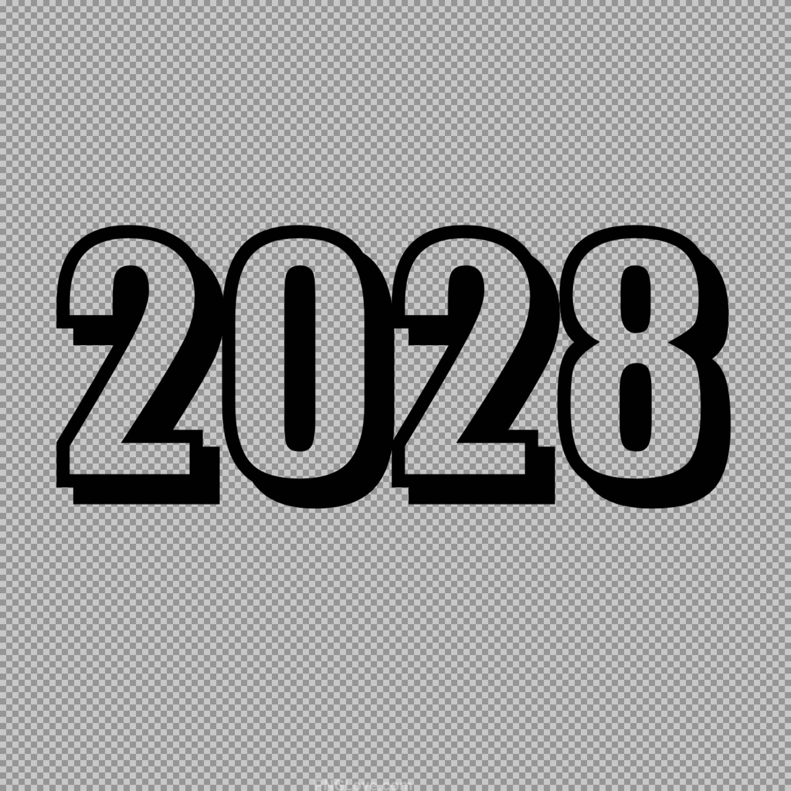 2028 Bold Typography PNG - New Year & Graduation Clipart...