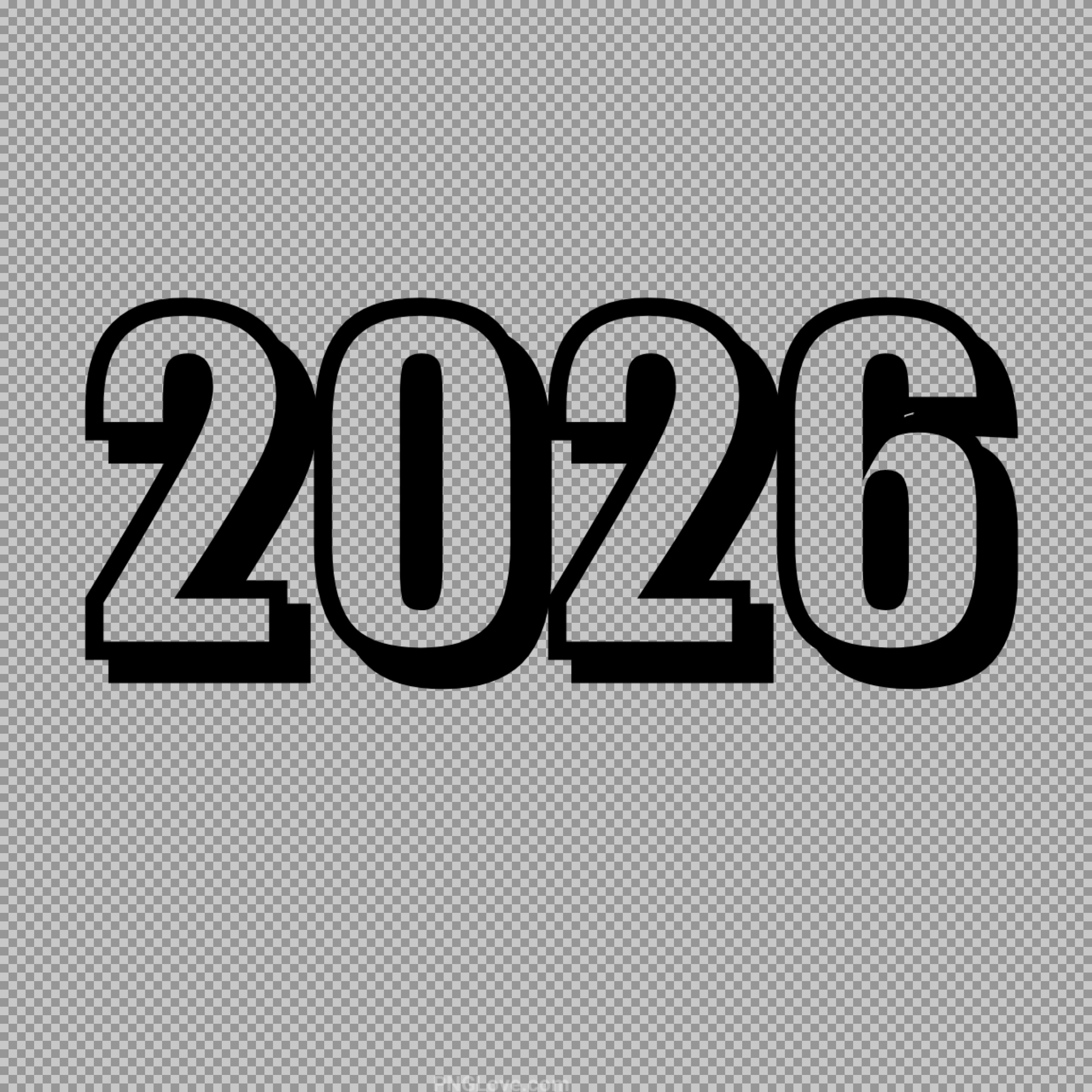2026 Bold Typography PNG - New Year & Graduation Clipart...