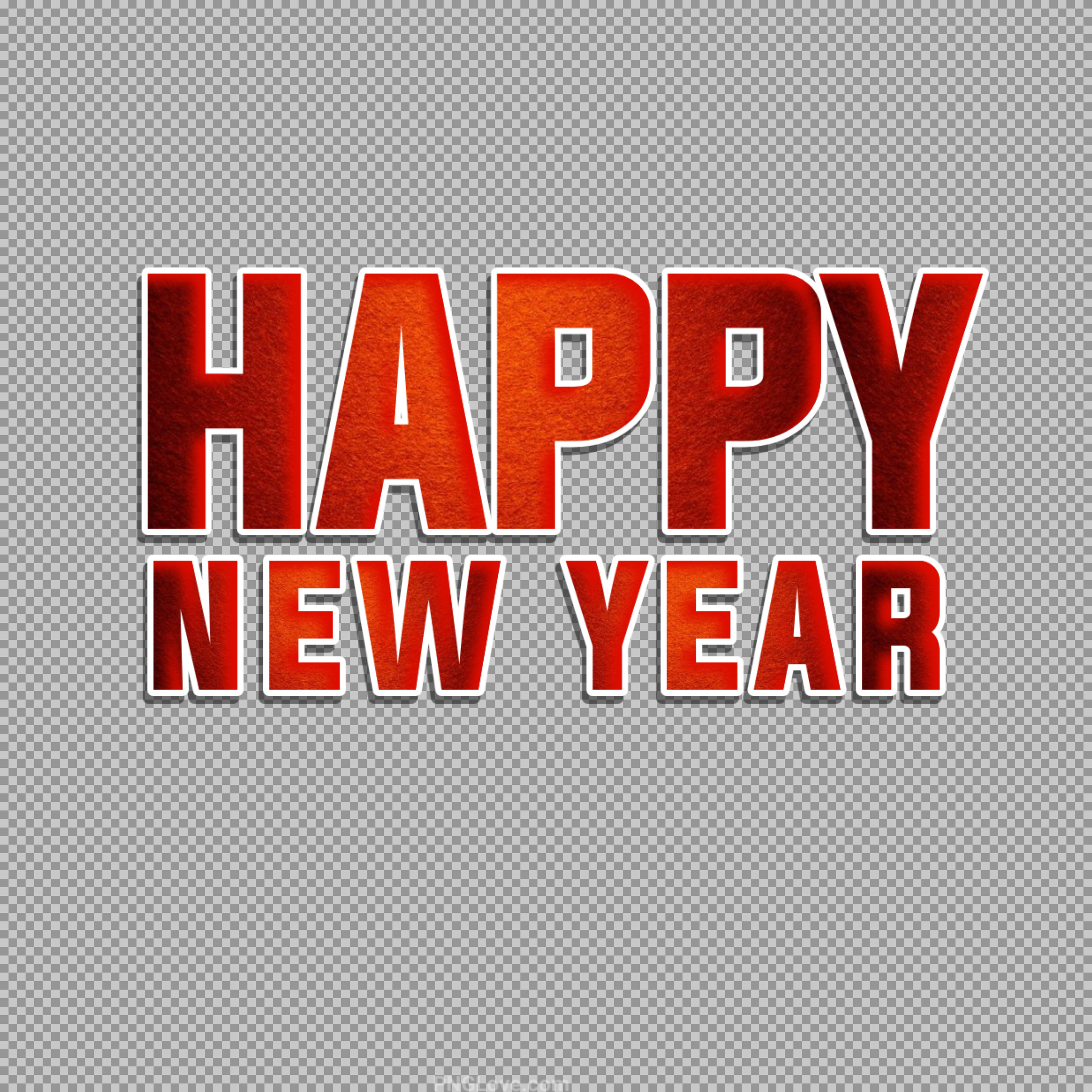 Happy New Year Red 3D Text PNG | Free Download