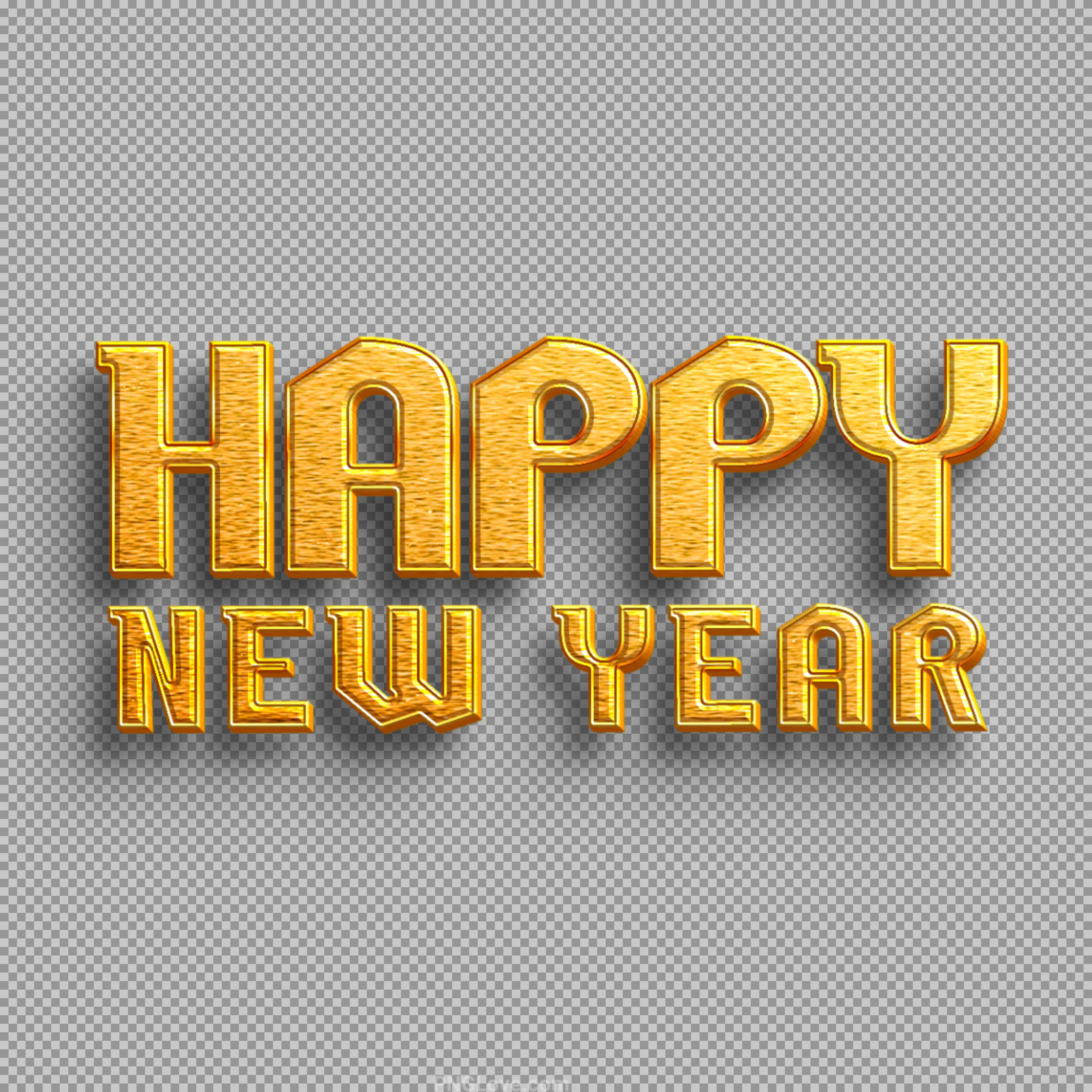 Happy New Year Gold Text PNG – Shiny 3D Lettering
