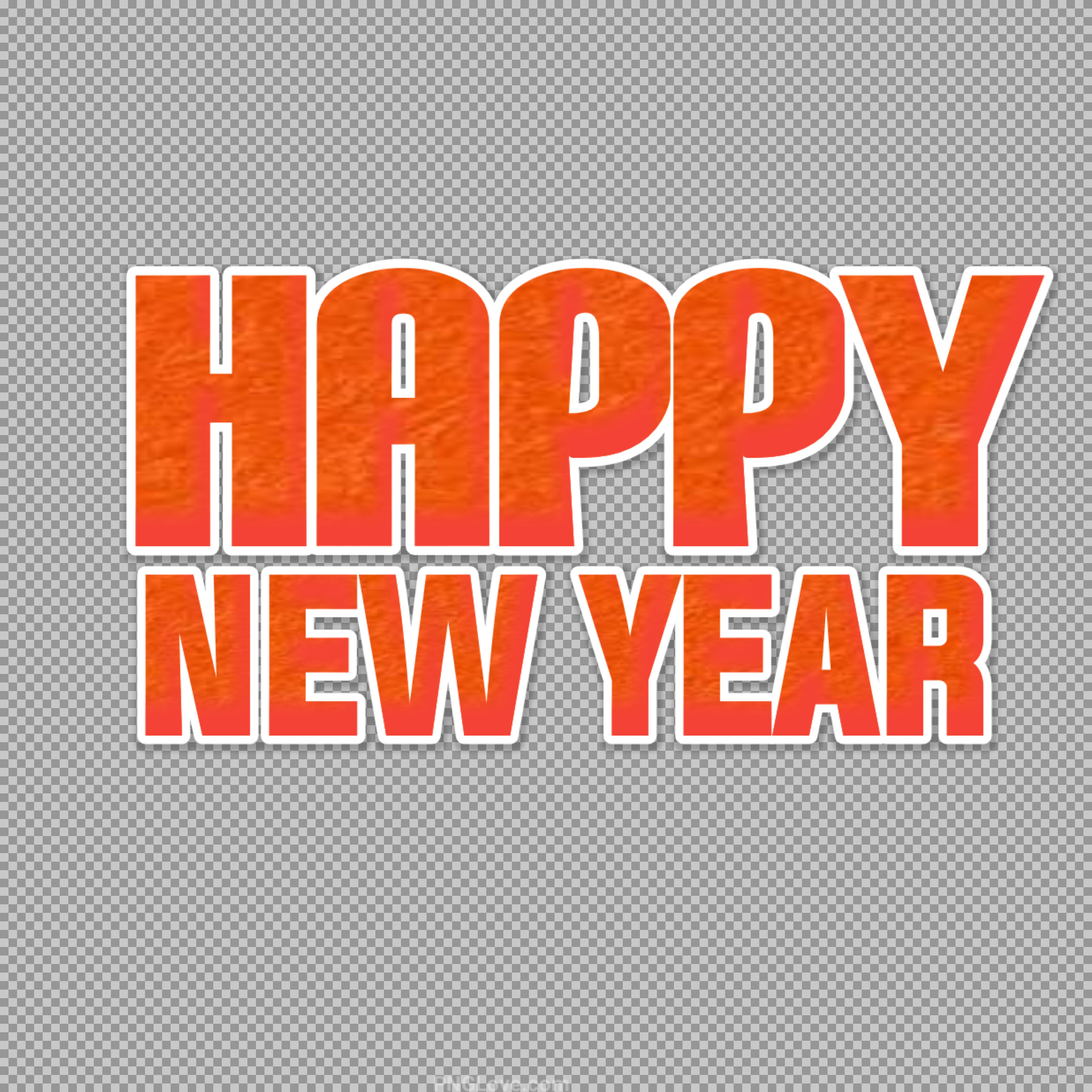 Happy New Year Orange Text PNG – Bold Modern Greeting