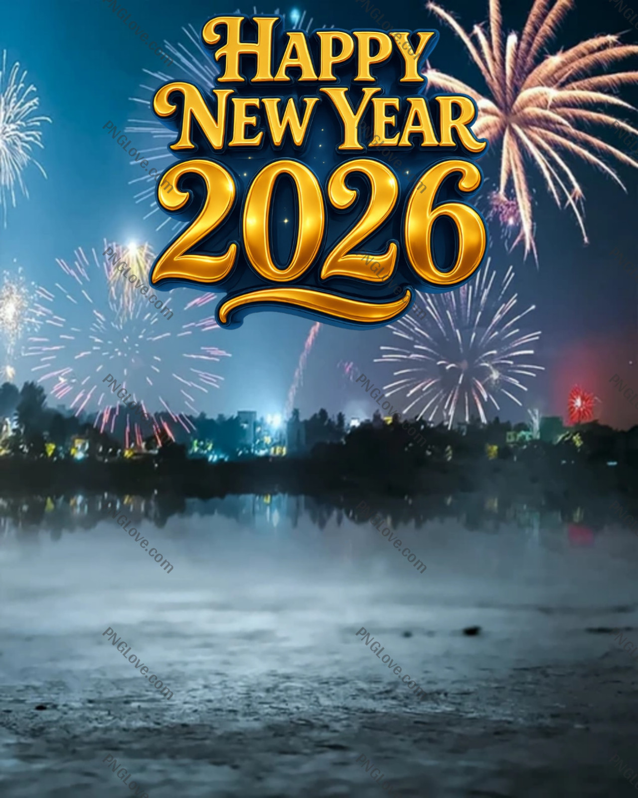 Happy New Year 2026 Background Image | Fireworks & Cityscape