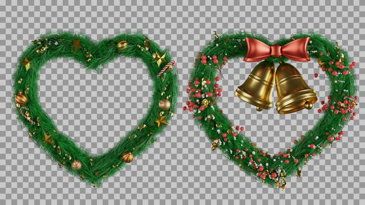 Heart-Shaped Christmas Wreath PNG | Festive Holiday Decor