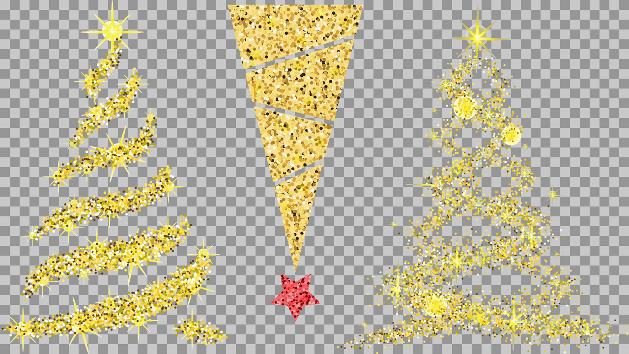 Gold Glitter Christmas Tree PNG | Festive & Modern Holiday Designs...
