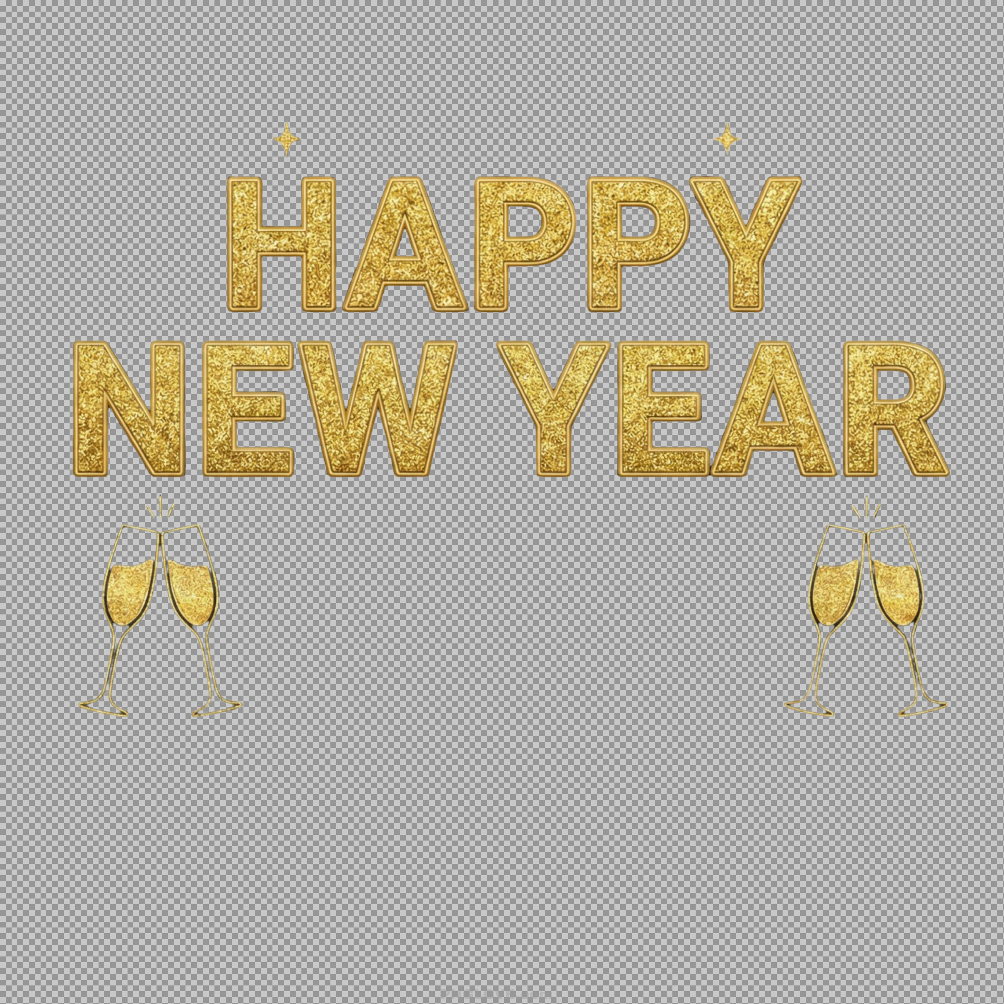 Happy New Year Gold Glitter PNG | Free Transparent Clipart