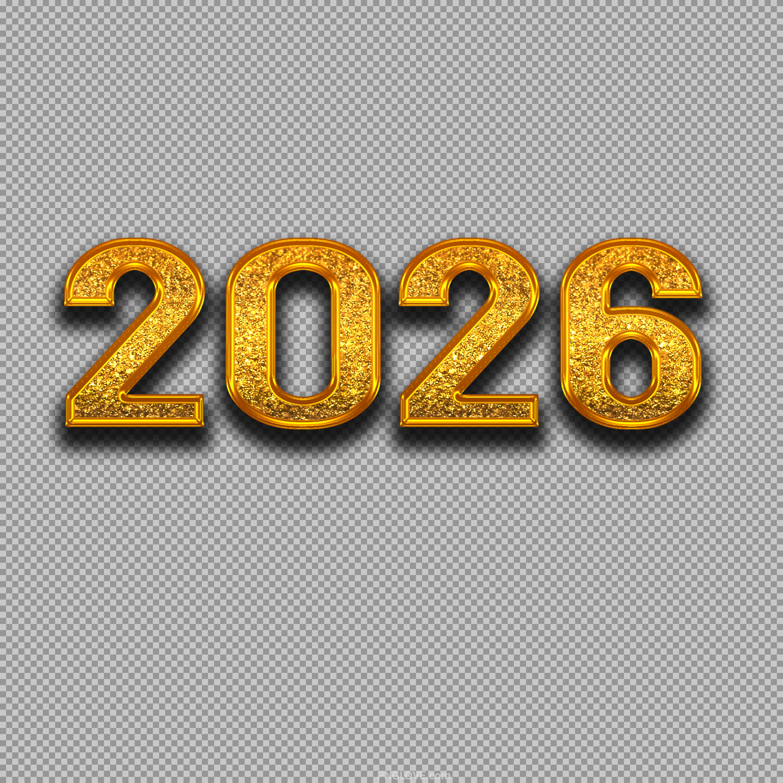 2026 Gold Numbers PNG text | New Year 2026 Design...