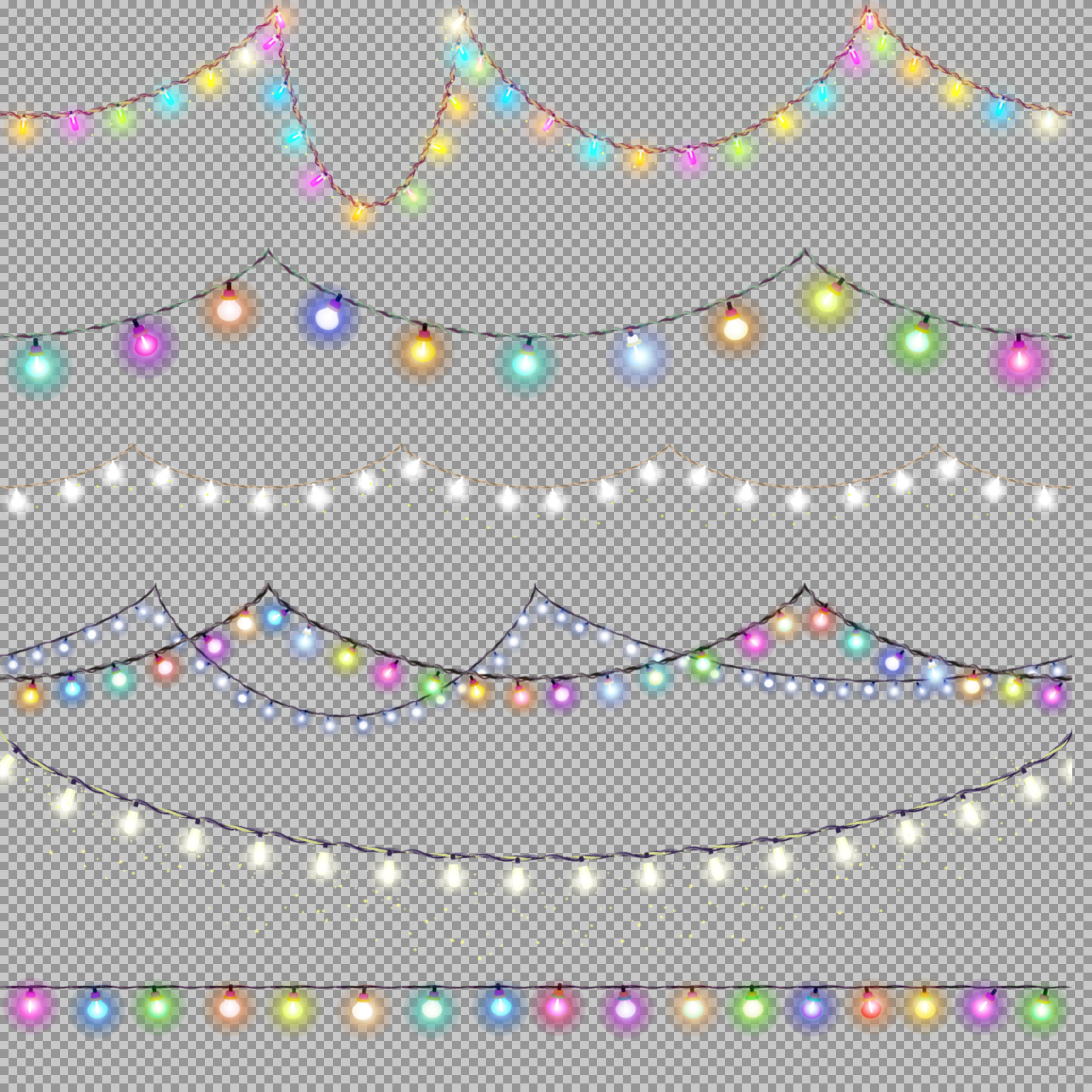 String Lights PNG | Festive & Colorful Decorative Light Garland Set