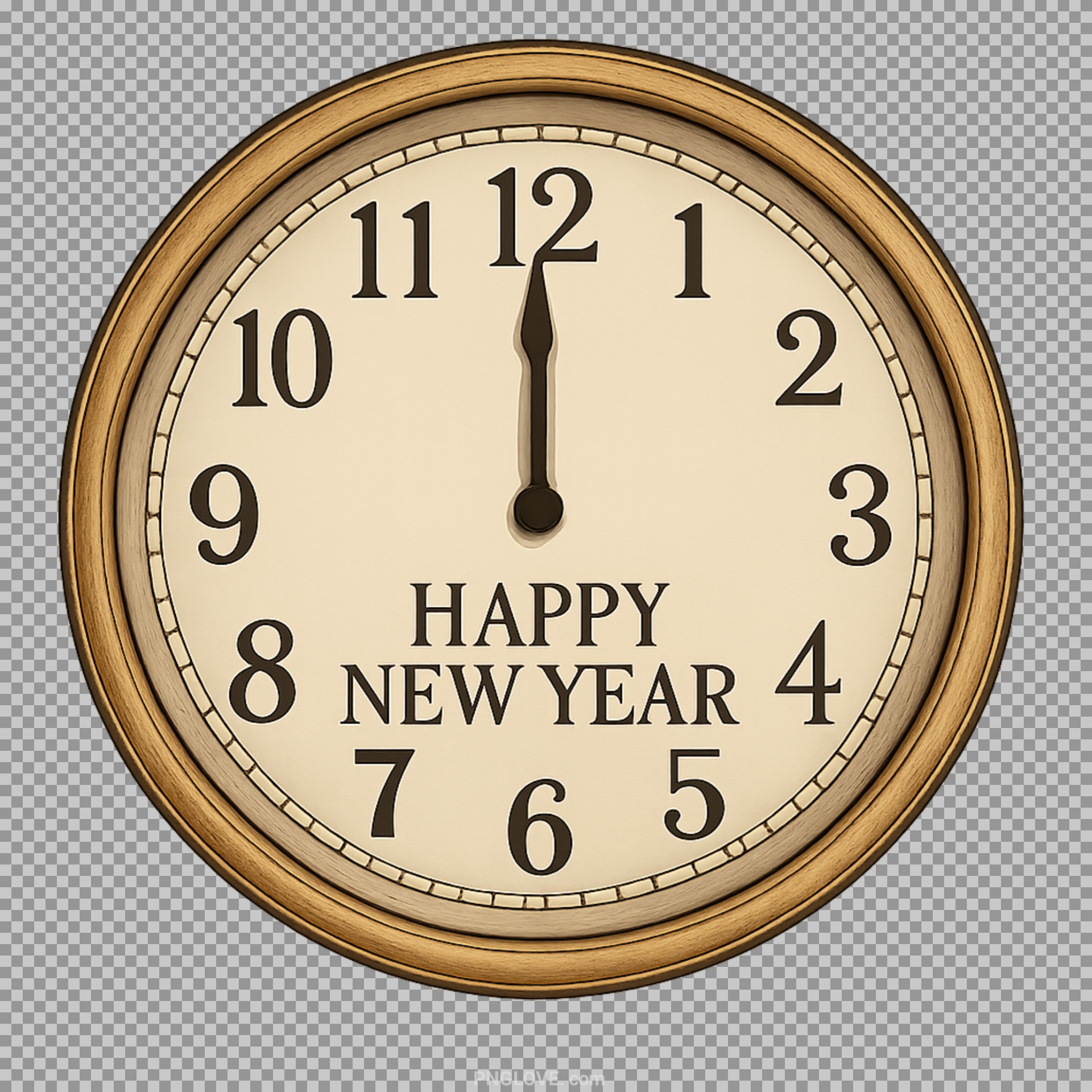 Happy New Year Clock PNG | Vintage Midnight Countdown...