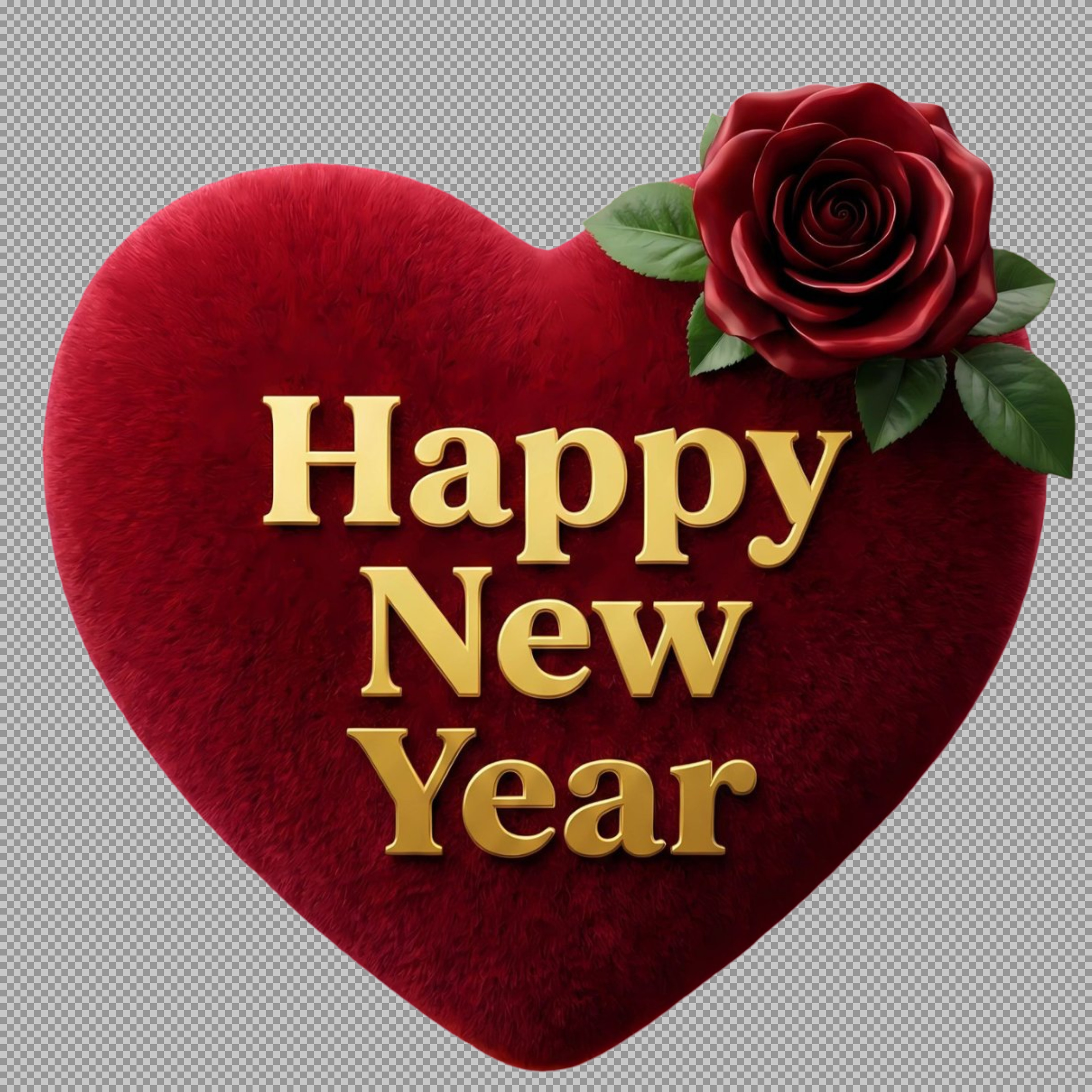 Happy New Year Heart with Rose PNG | Romantic Greeting...