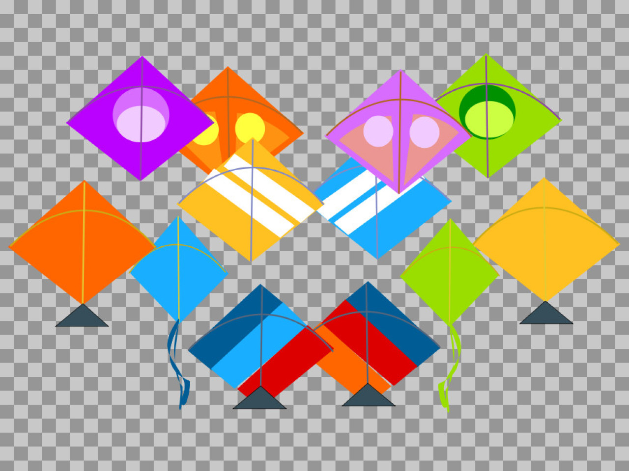 Colorful Kites Group PNG | Makar Sankranti & Festival Vector Graphic...