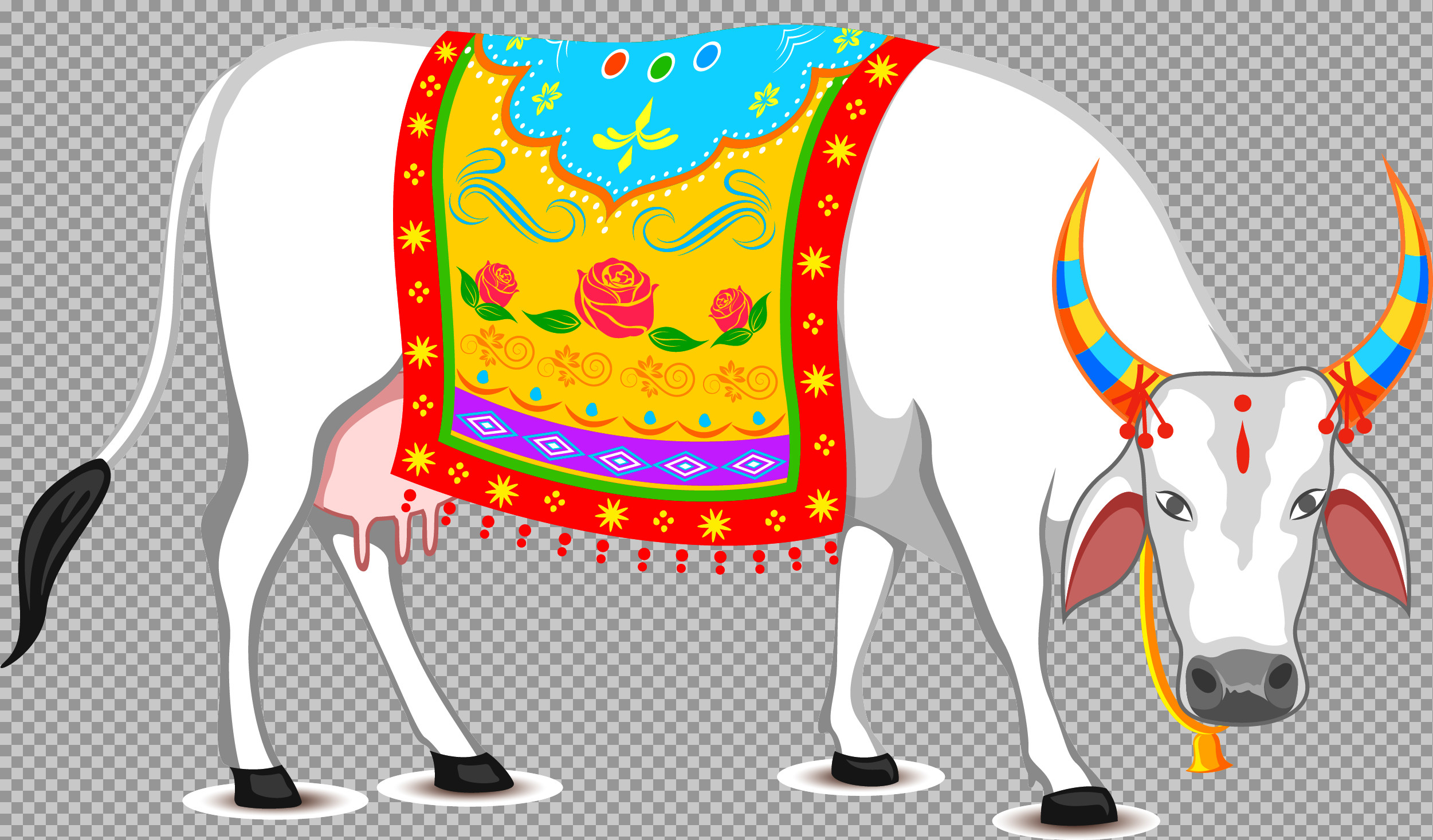 Decorated Cow PNG | Mattu Pongal & Indian Festival Illustration...
