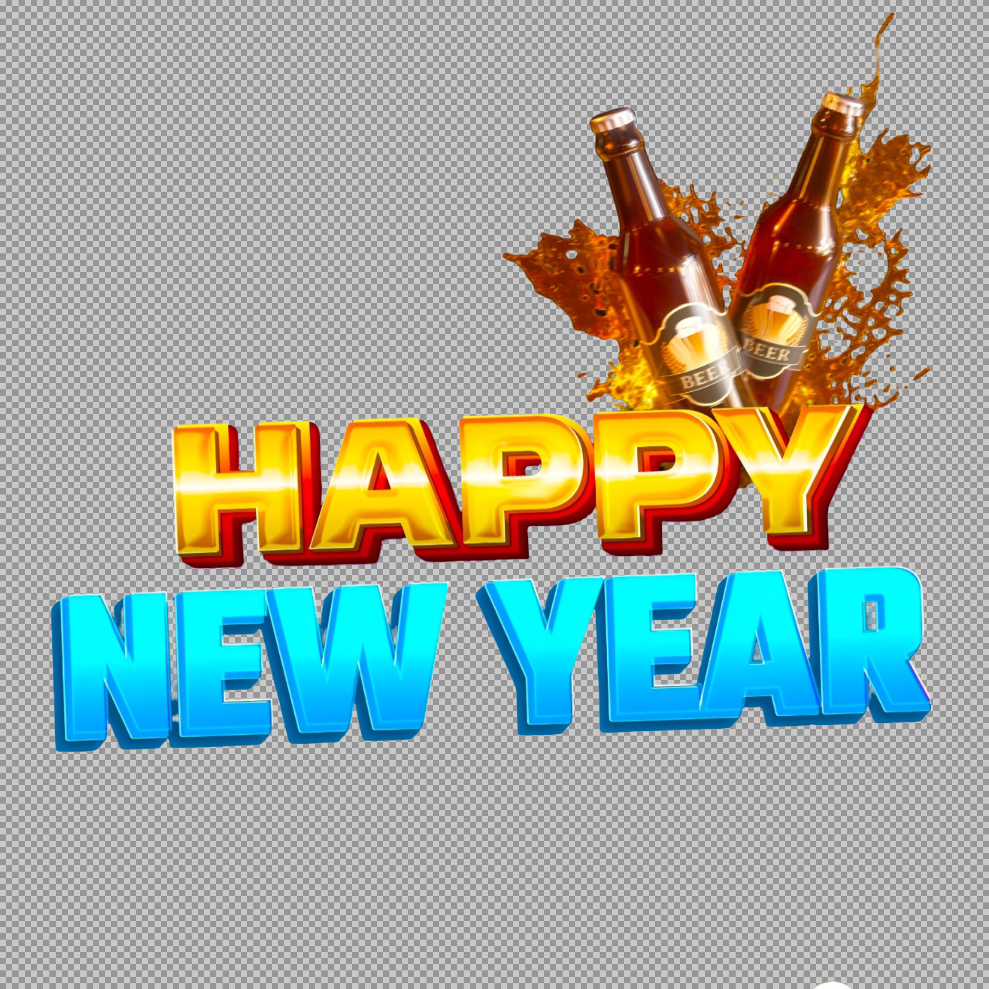 Happy New Year Beer Celebration PNG text | Festive Party Graphic...