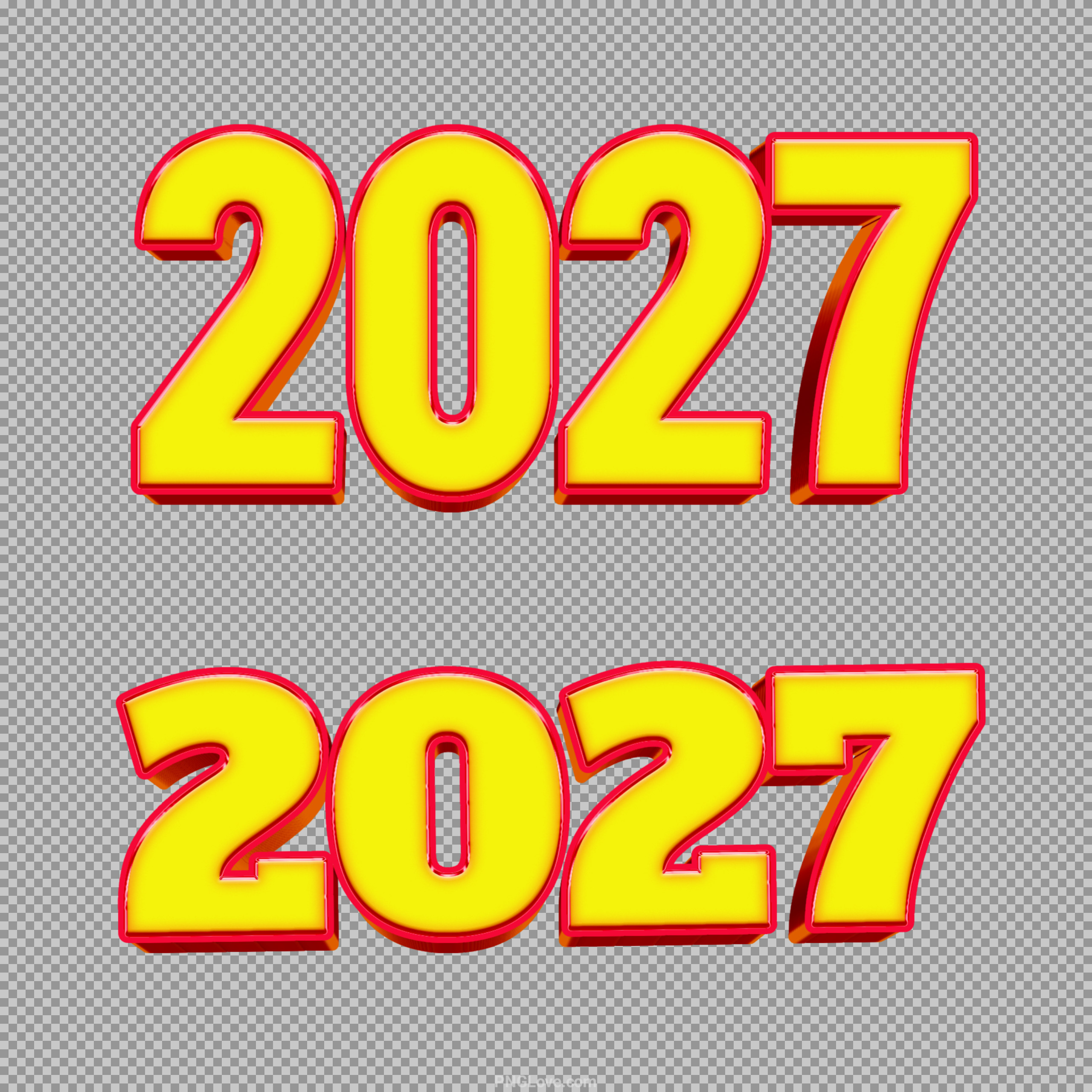 Free 2027 PNG Image | 3D Yellow & Red Year Text Graphic...