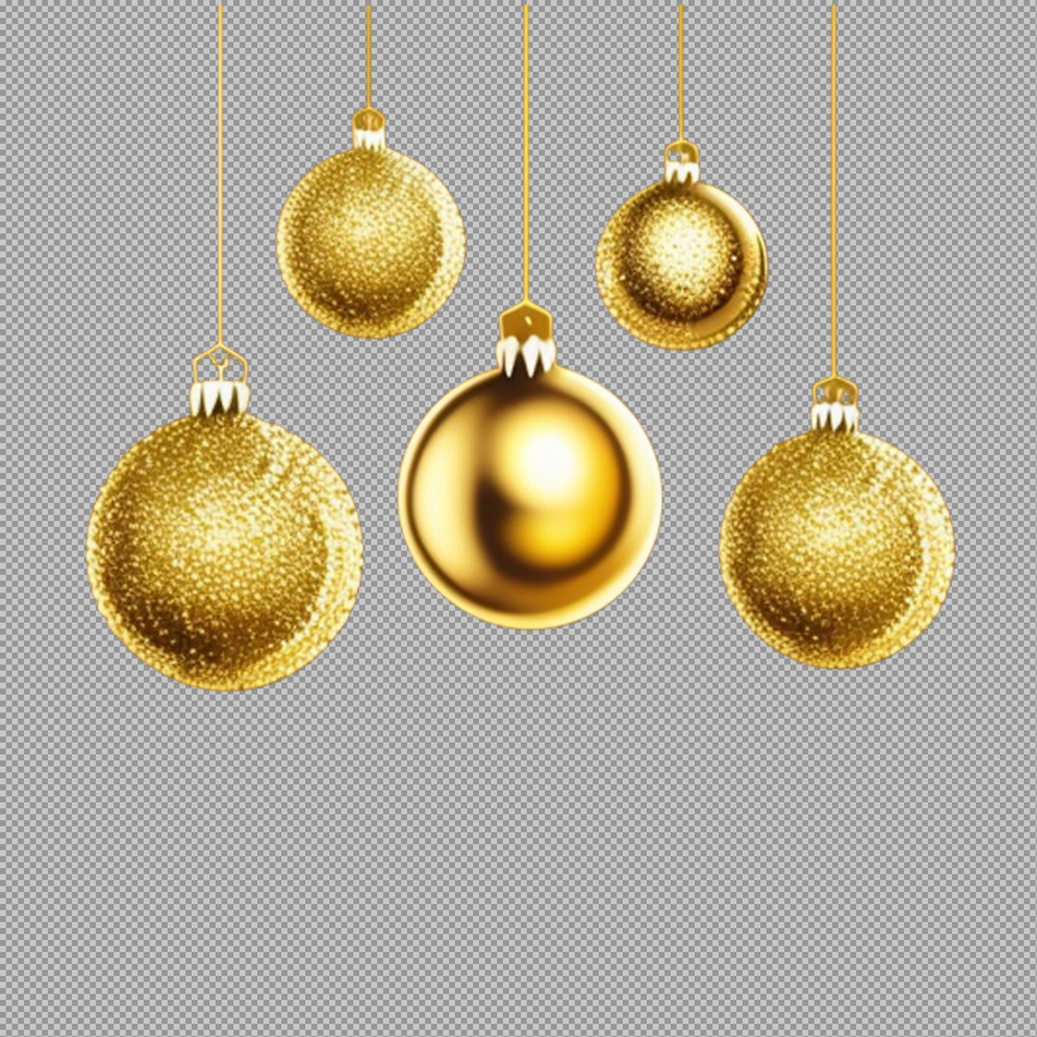 Golden Christmas Baubles PNG | Free Holiday Ornaments