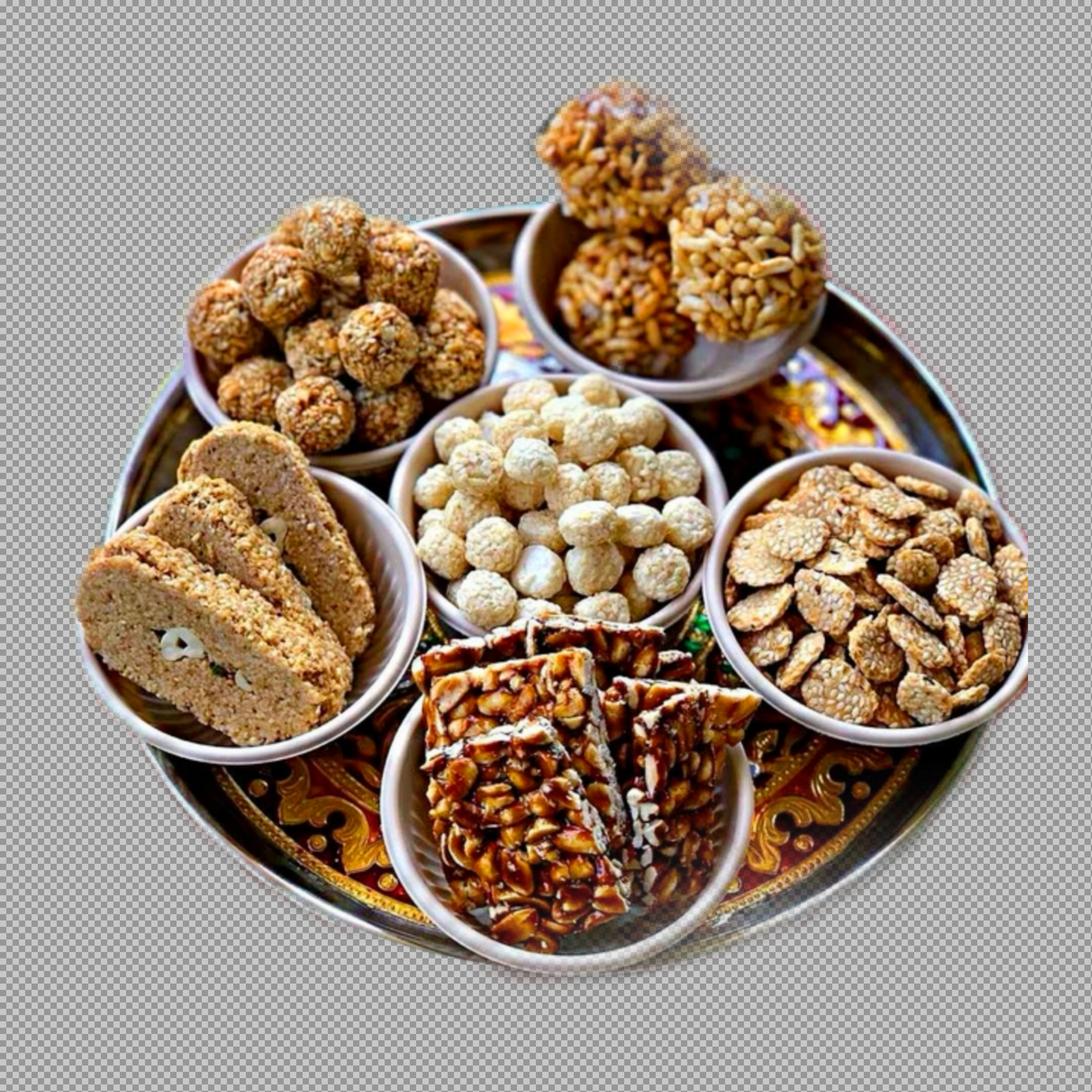 Makar Sankranti & Lohri Sweets Platter PNG | Gajak, Chikki, Ladoo