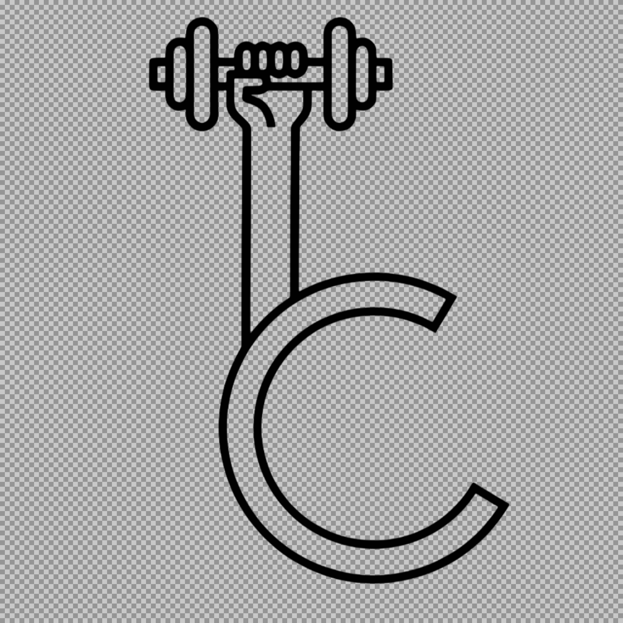 Letter C Fitness Logo | Dumbbell & Strength Typography Icon PNG