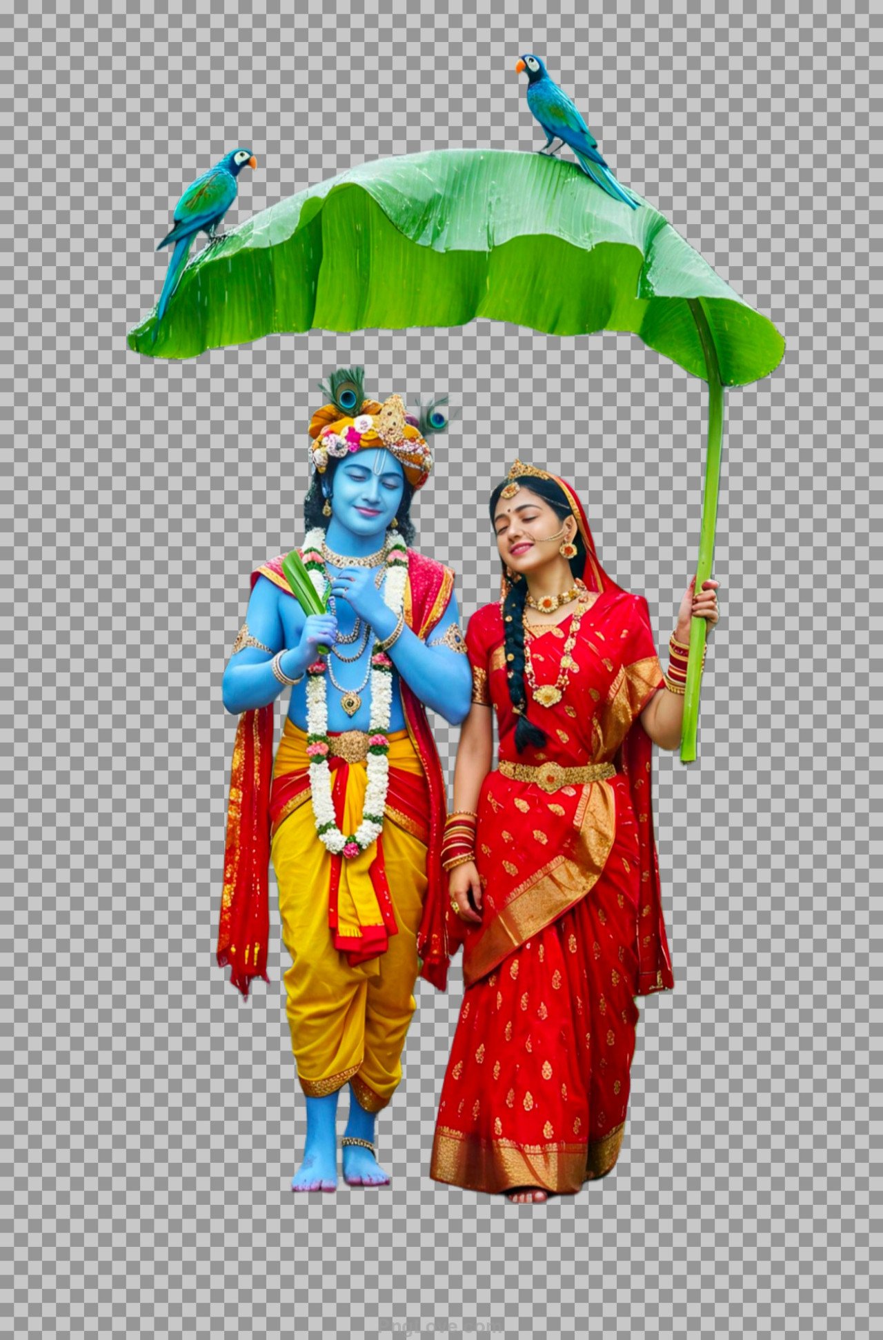 lord radha krishna love in rain PNG image download...