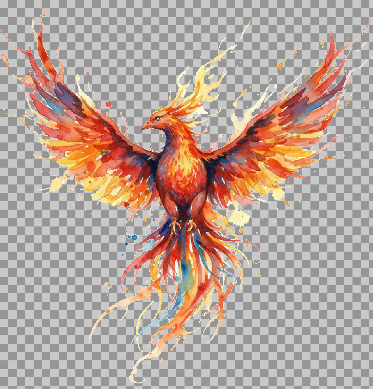 Vibrant Watercolor Phoenix Art | Rebirth & Fire Symbol PNG