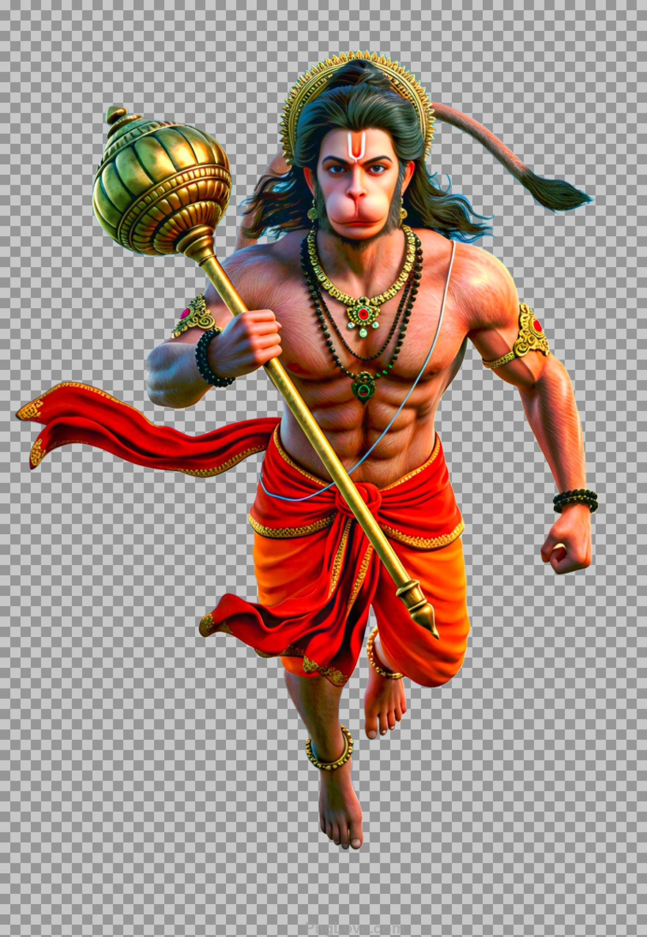 lord hanuman flying in the air PNG transparent image download