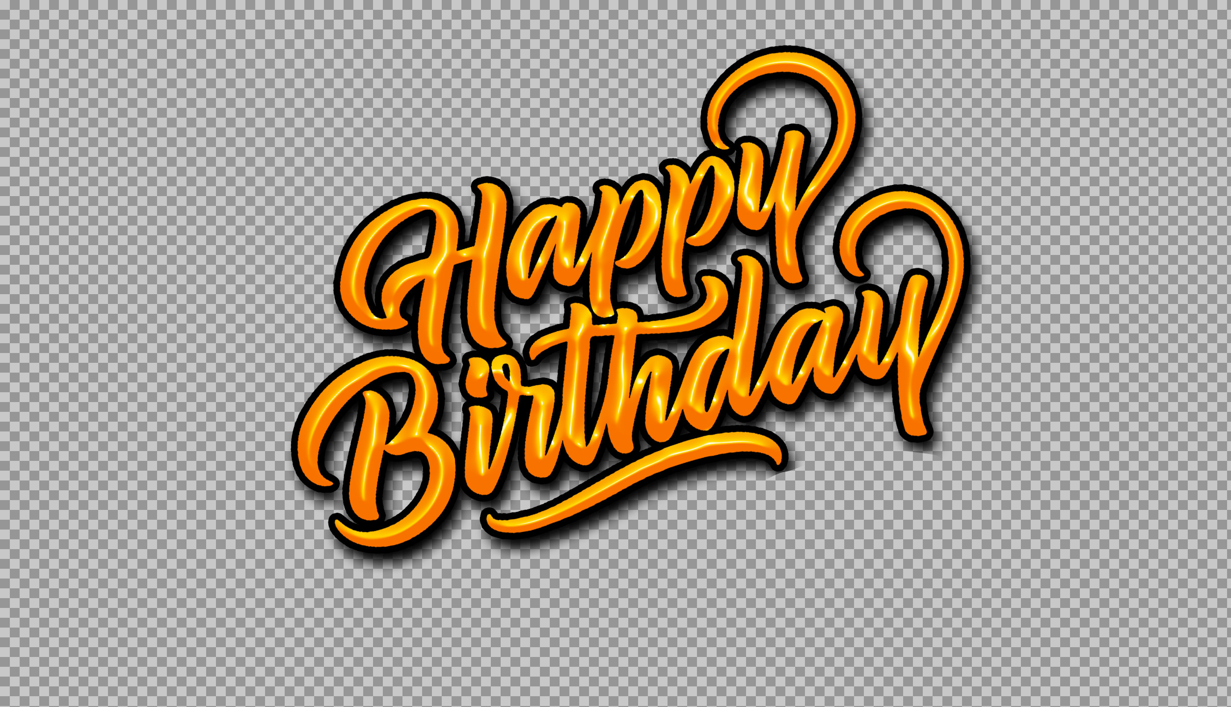 Happy Birthday PNG | Golden 3D Calligraphy Text