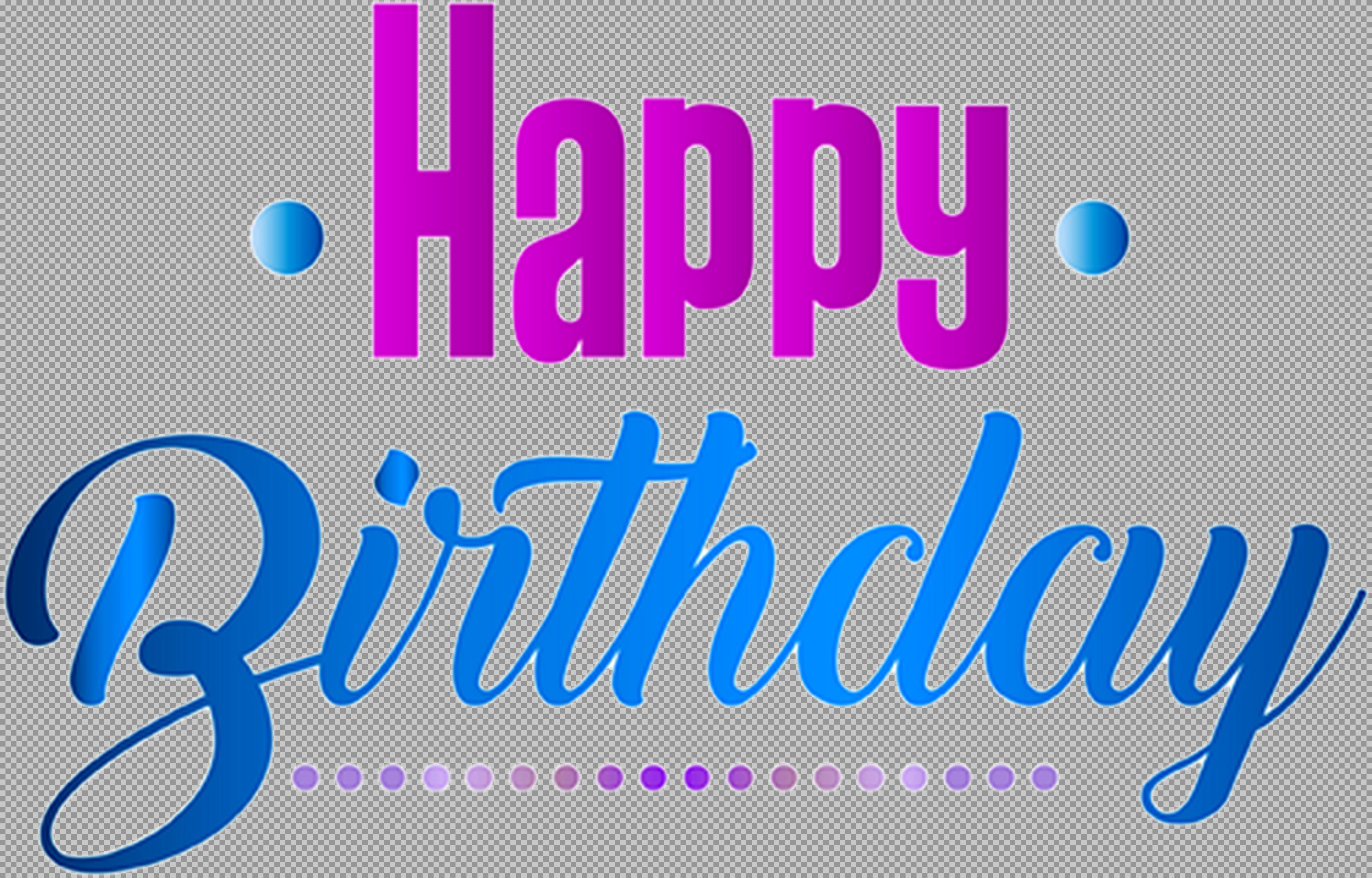 Happy Birthday Text PNG | Blue & Purple Script Typography Clipart