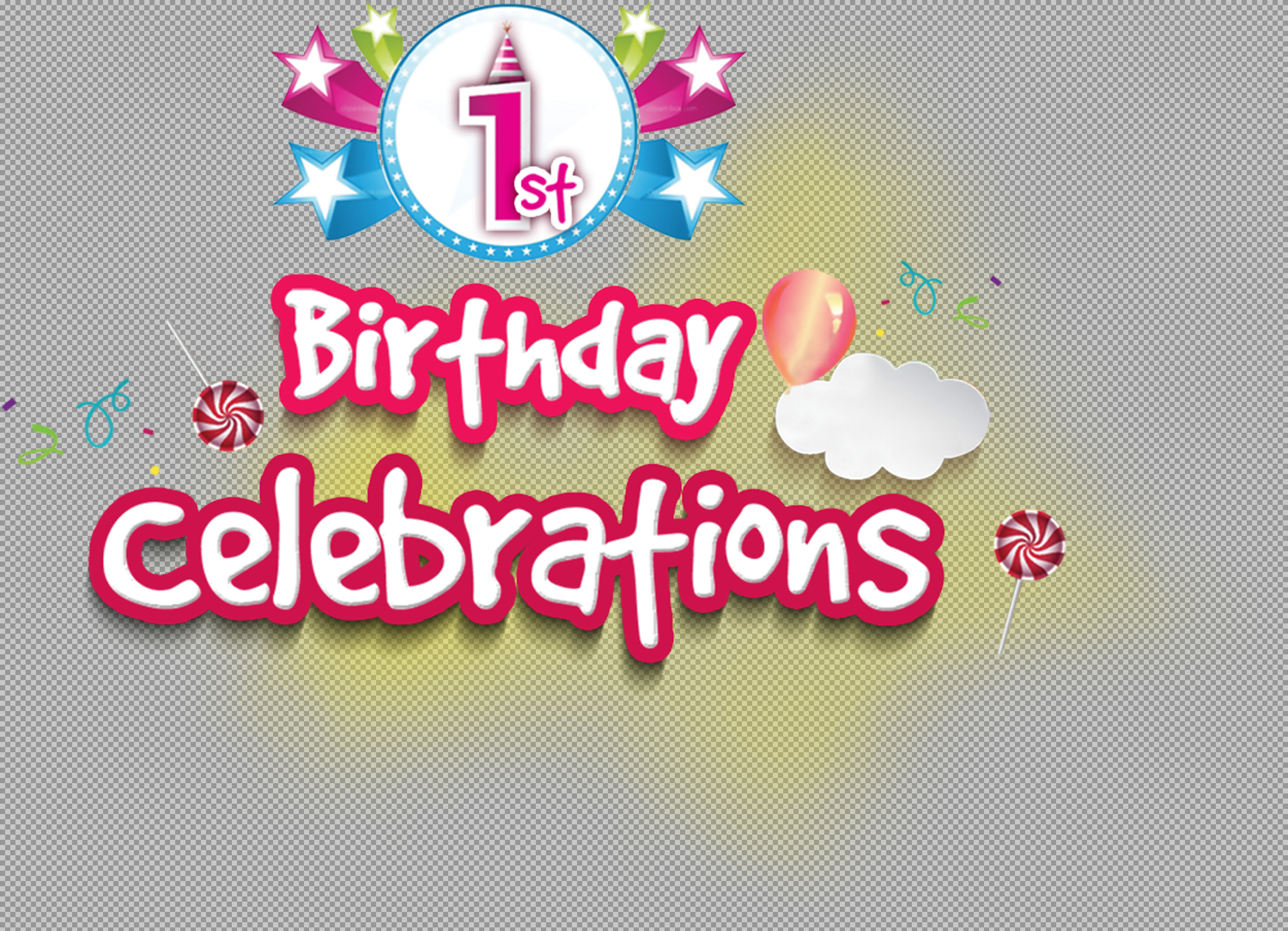 1st Birthday Celebrations PNG | Festive Party Clipart