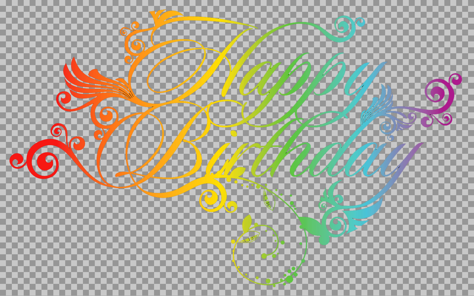 Elegant Rainbow Happy Birthday PNG | Free Calligraphy Clipart