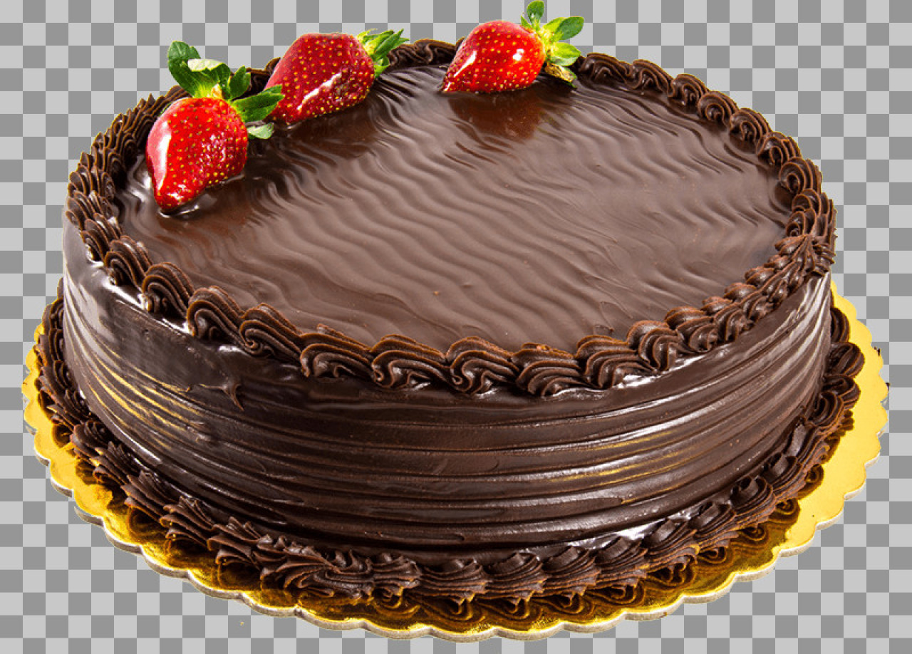 Rich Chocolate Strawberry Cake PNG | Transparent Background