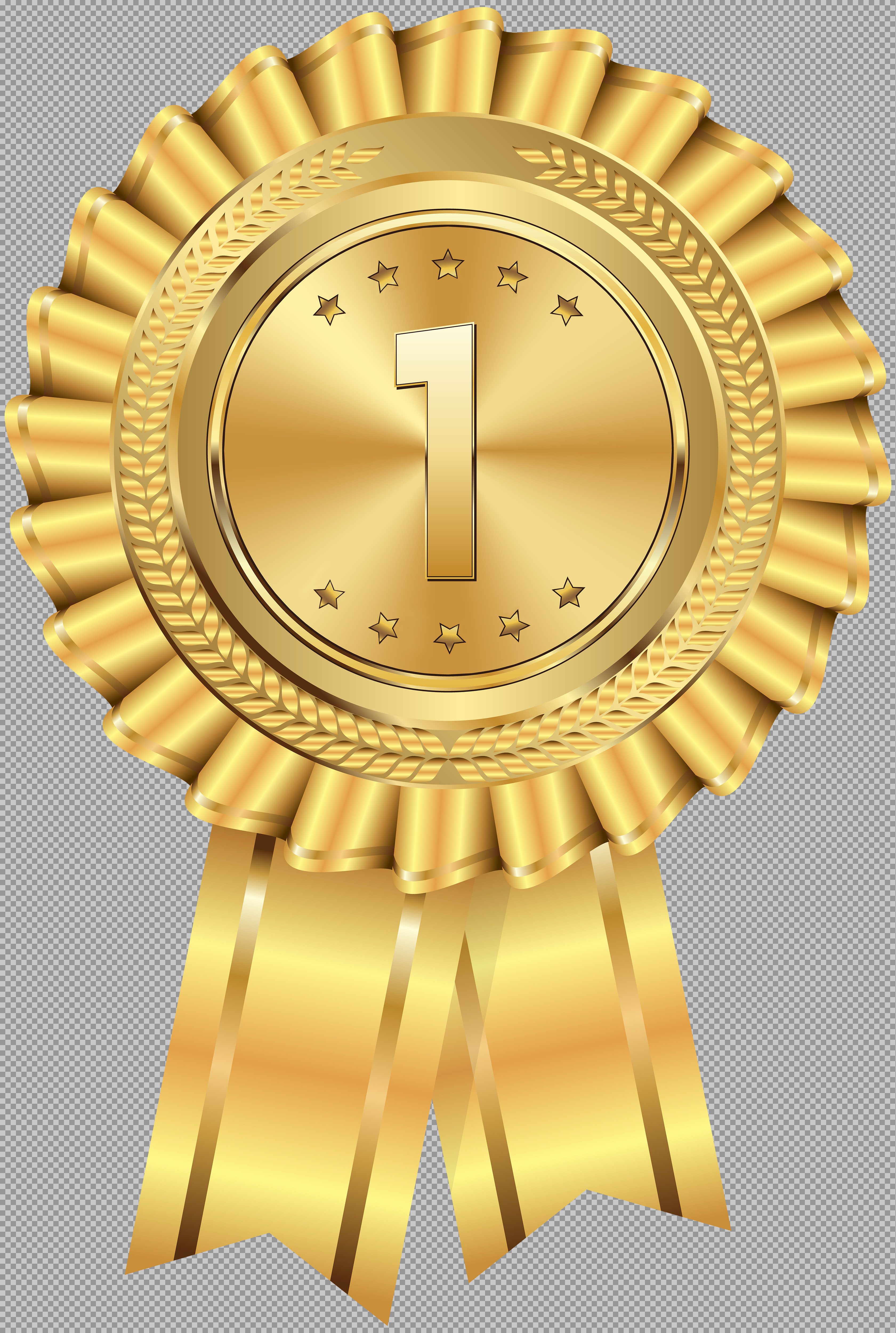 Gold First Place Award Ribbon PNG | #1 Winner Medal Icon...