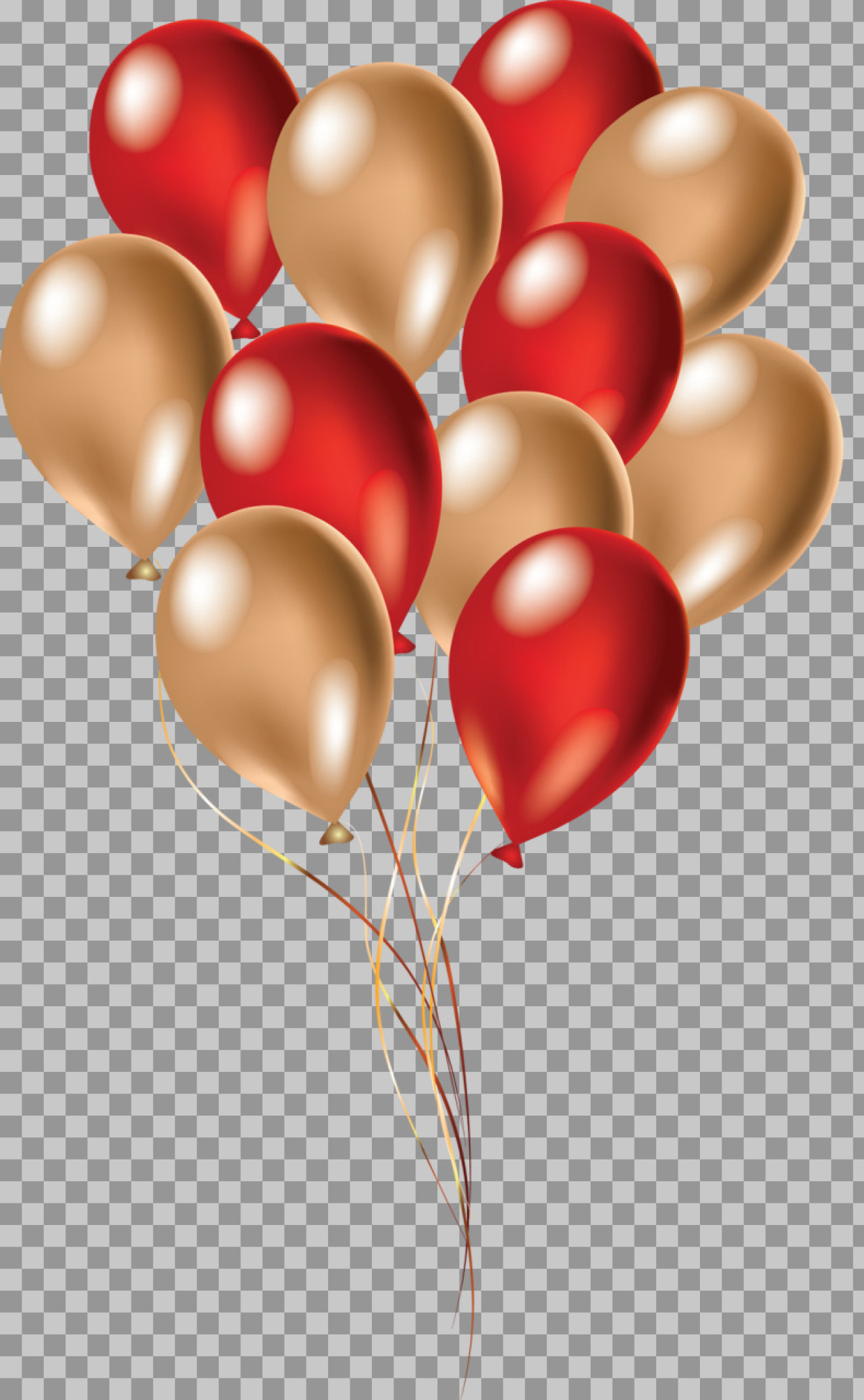 Red and Gold Balloons PNG | Elegant Party Balloon Bouquet Clipart