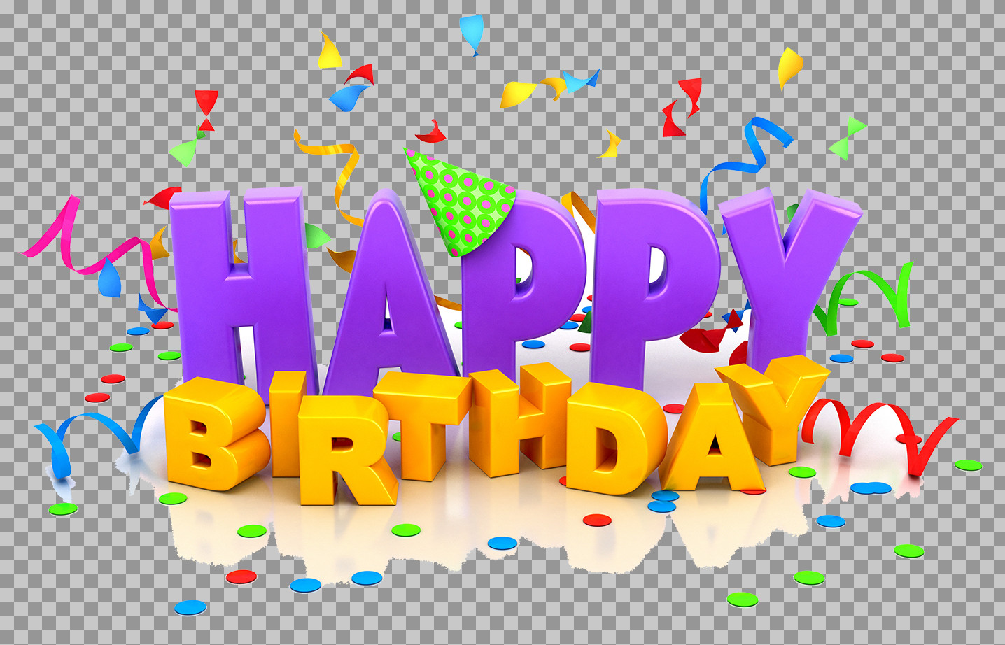 3D Happy Birthday PNG | Festive Clipart with Confetti