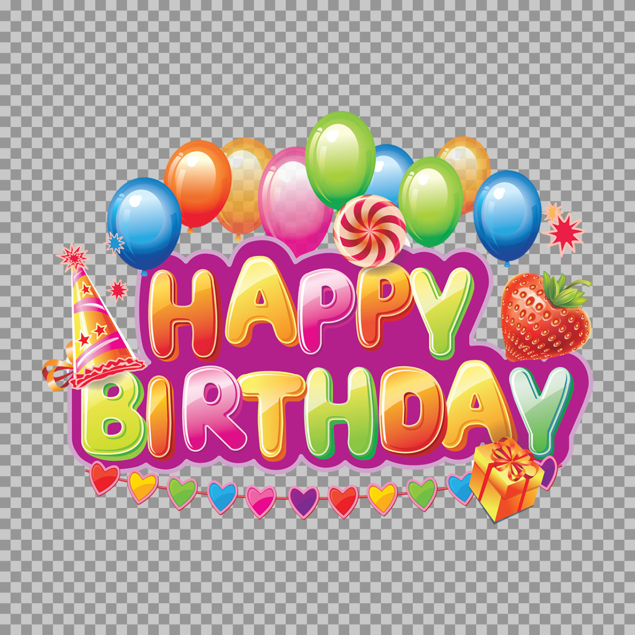 Colorful Happy Birthday PNG | Free Festive Clipart