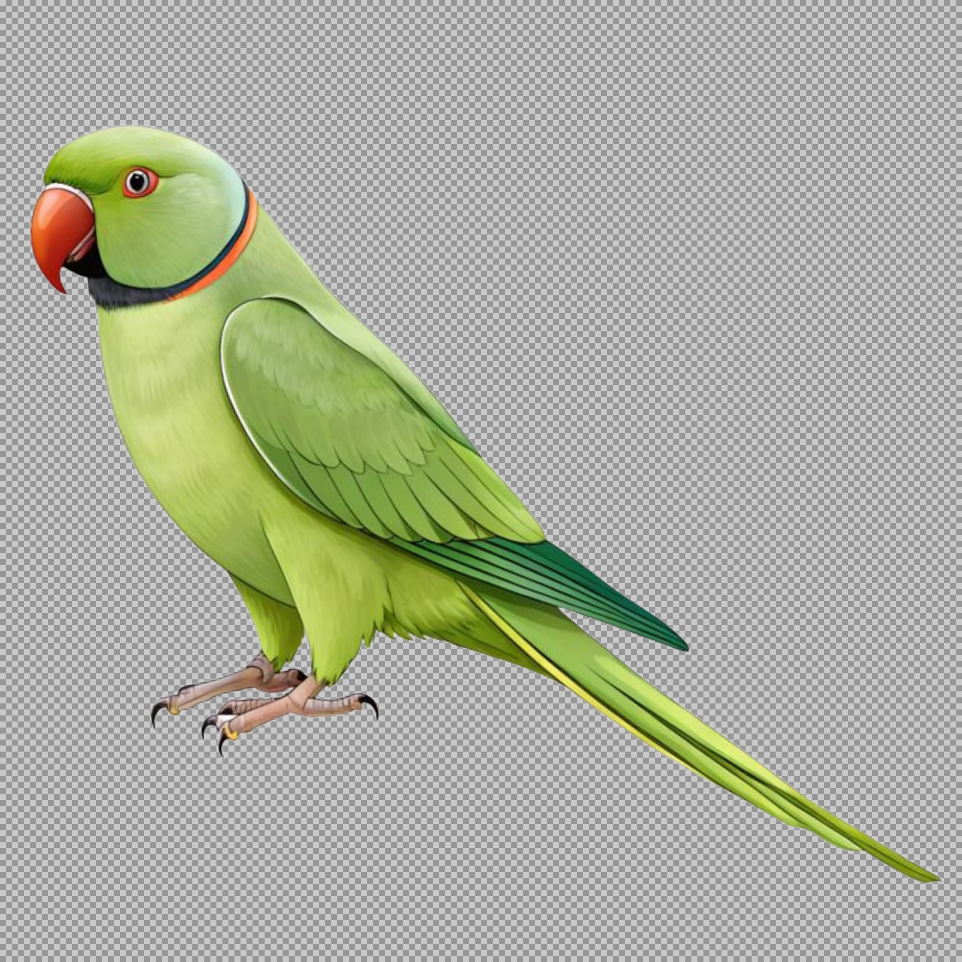 Green Indian Ringneck Parrot PNG | Realistic Bird Clipart...