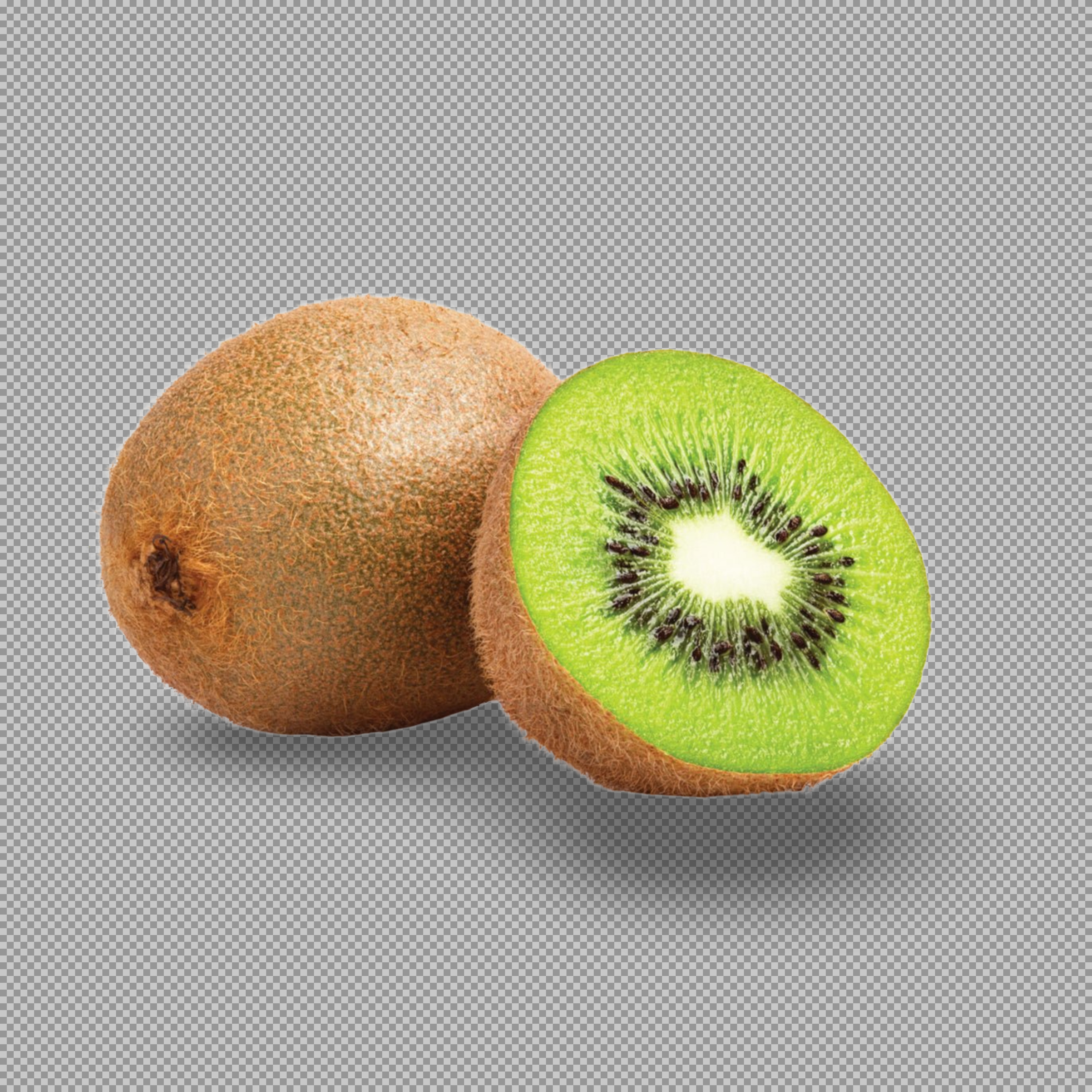 Fresh Kiwi Fruit PNG - Isolated Whole & Sliced Image